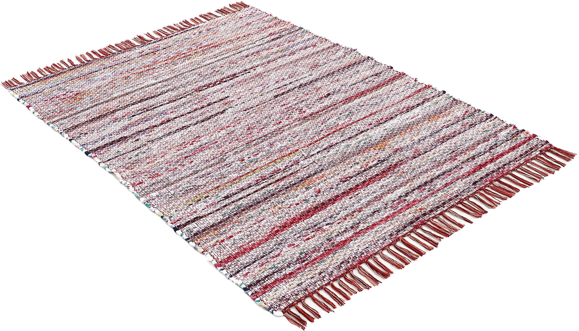 carpetfine Teppich »Kelim Chindi, Wendeteppich«, rechteckig, 6 mm Höhe, handgewebt, Fleckerlteppich mit Fransen, auch vielen in Läufergrößen