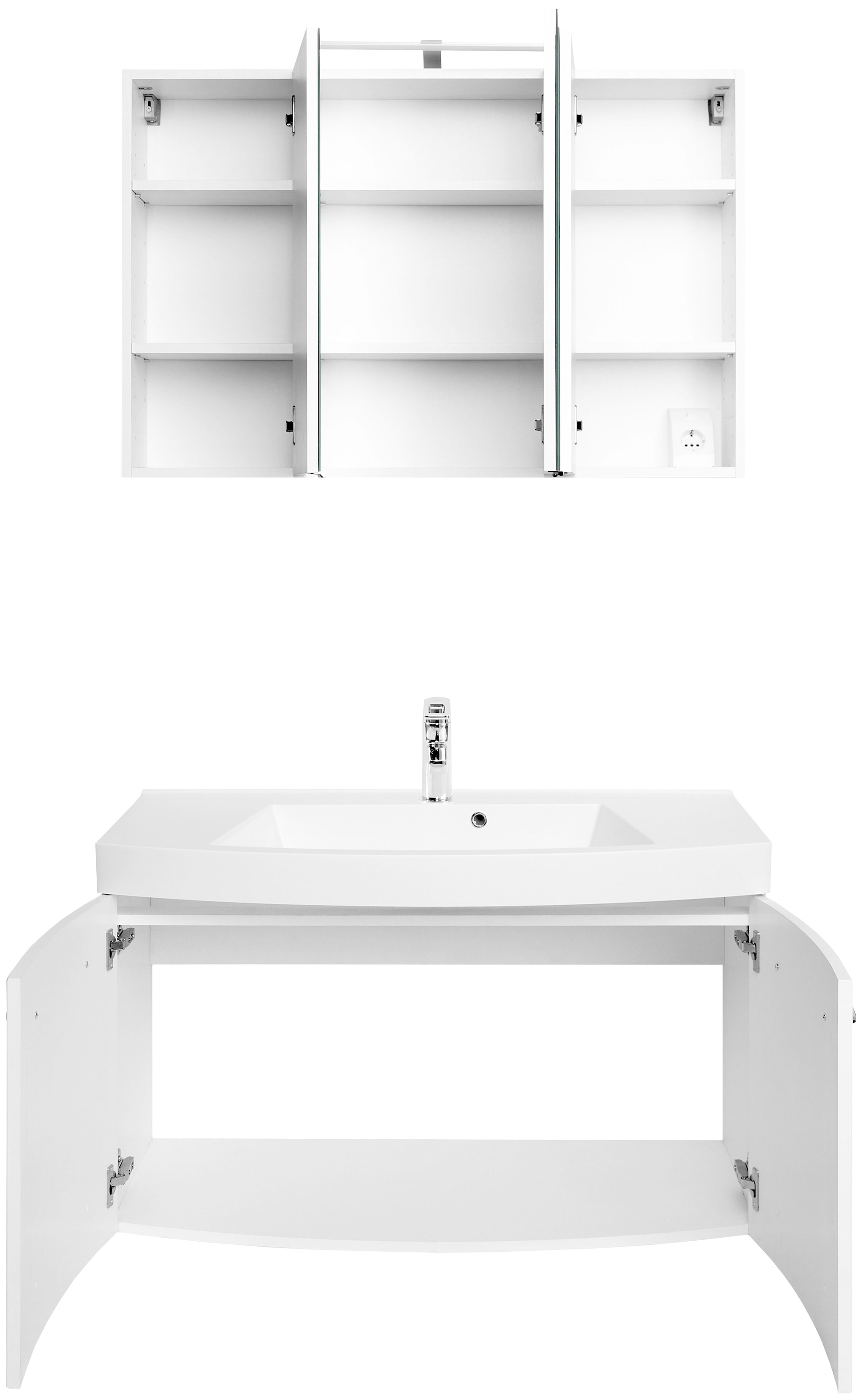 welltime Badmöbel-Set »Florida«, (2 St.), Waschplatz Breite 100 cm und Spiegelschrank