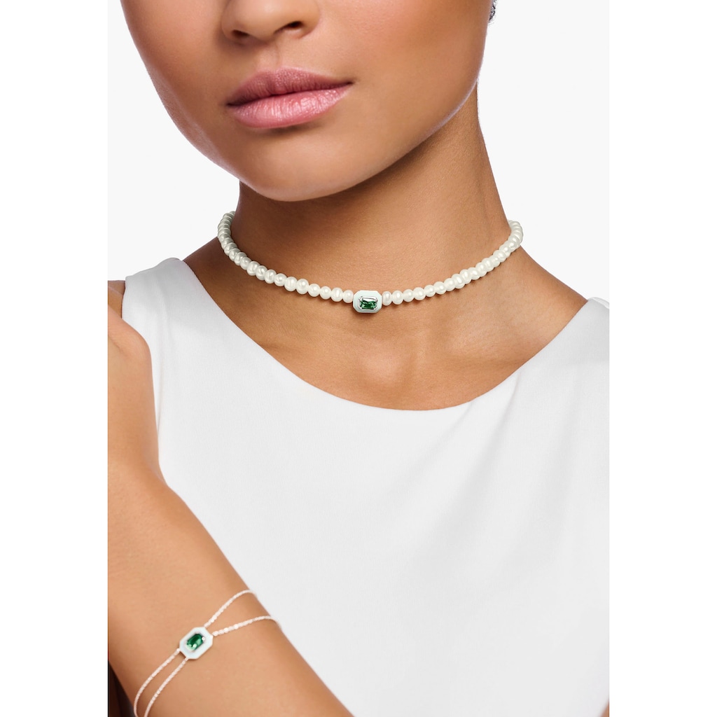 THOMAS SABO Choker »Choker Perlen mit grünem Stein, KE2183-082-6-L42V«