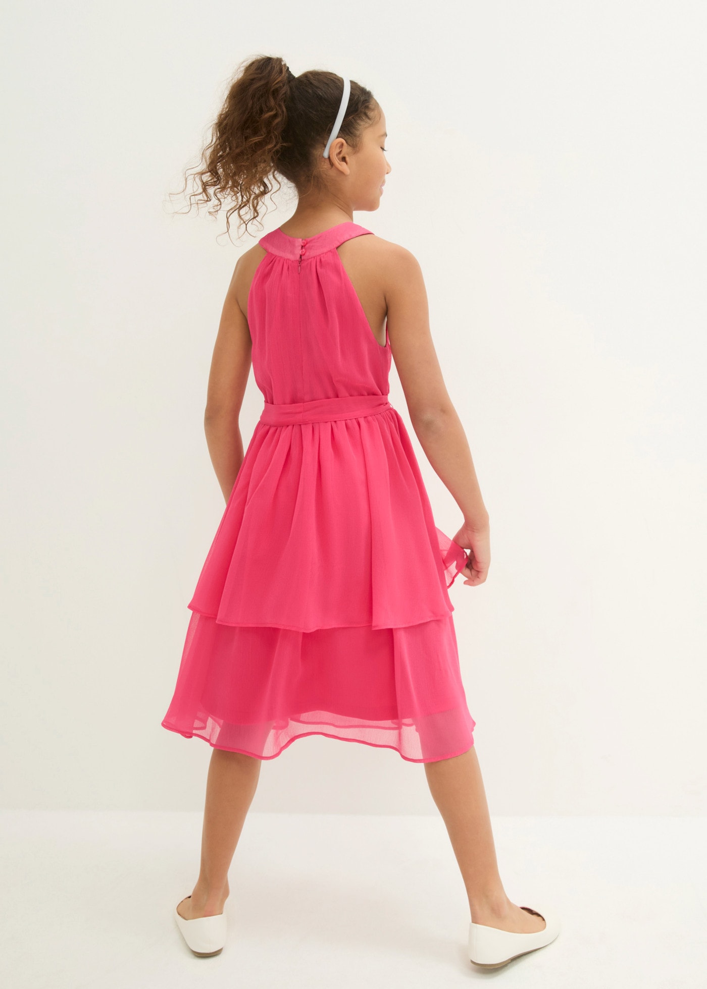 bonprix Midikleid ärmelloses Design, elastische Taille, mit separatem Gürtel, Volantrock