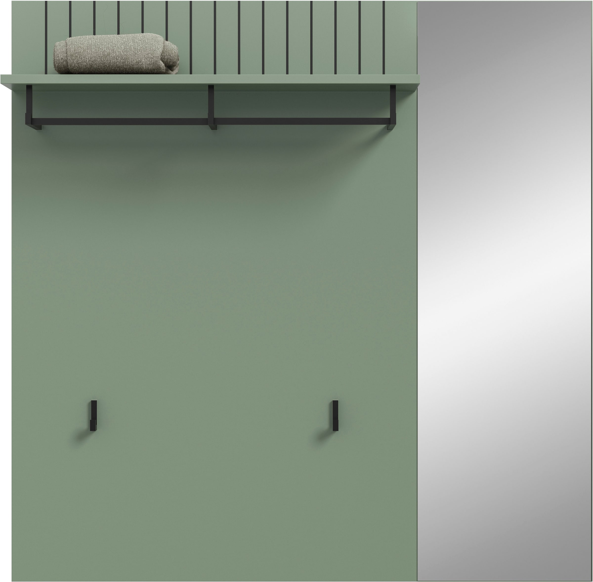 Home affaire Garderobenpaneel »TATIO, Rillenfräsung, 1 Spiegel, 1 Ablageboden, 2 Haken, Kleiderstange« 1 Stk. tlg. Garderobenpaneel mit Spiegel, Garderobe, Flur, Diele