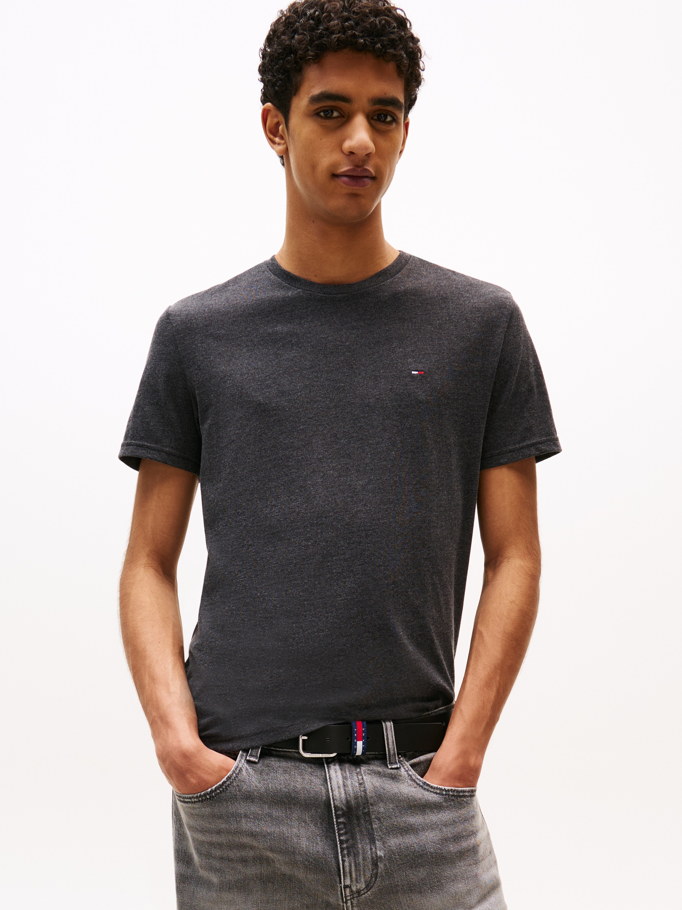 Tommy Jeans T-Shirt »TJM XSLIM JASPE HTR TEE EXT«, Mit Rundhalsausschnitt