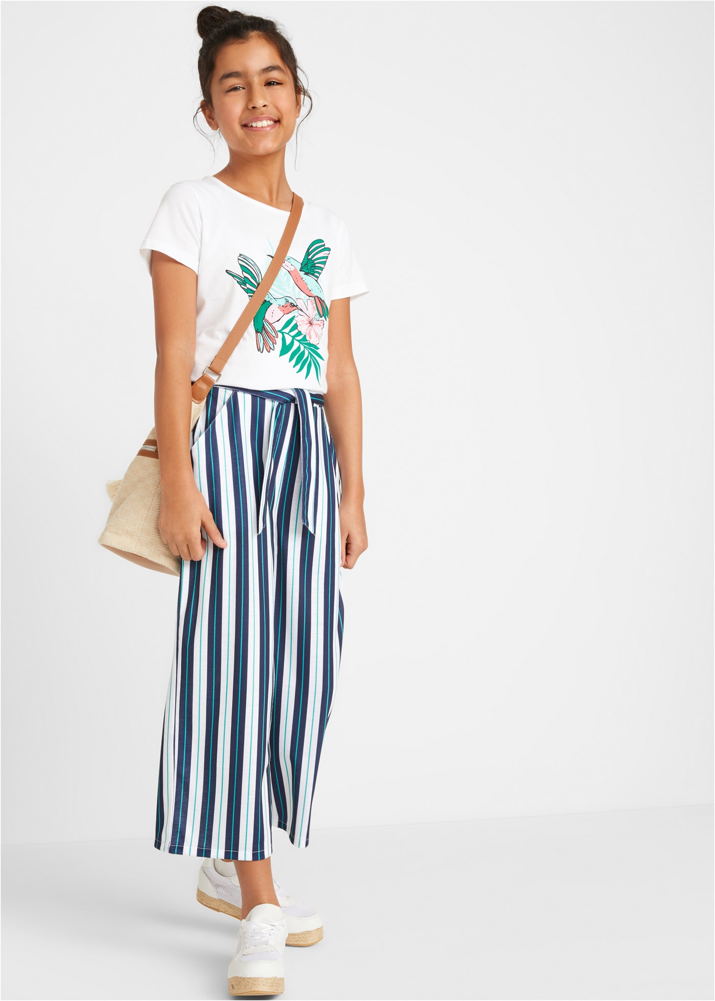 bonprix Palazzohose  mit Eingrifftaschen, elastischer Bund, mit Gürtel, Regular Fit