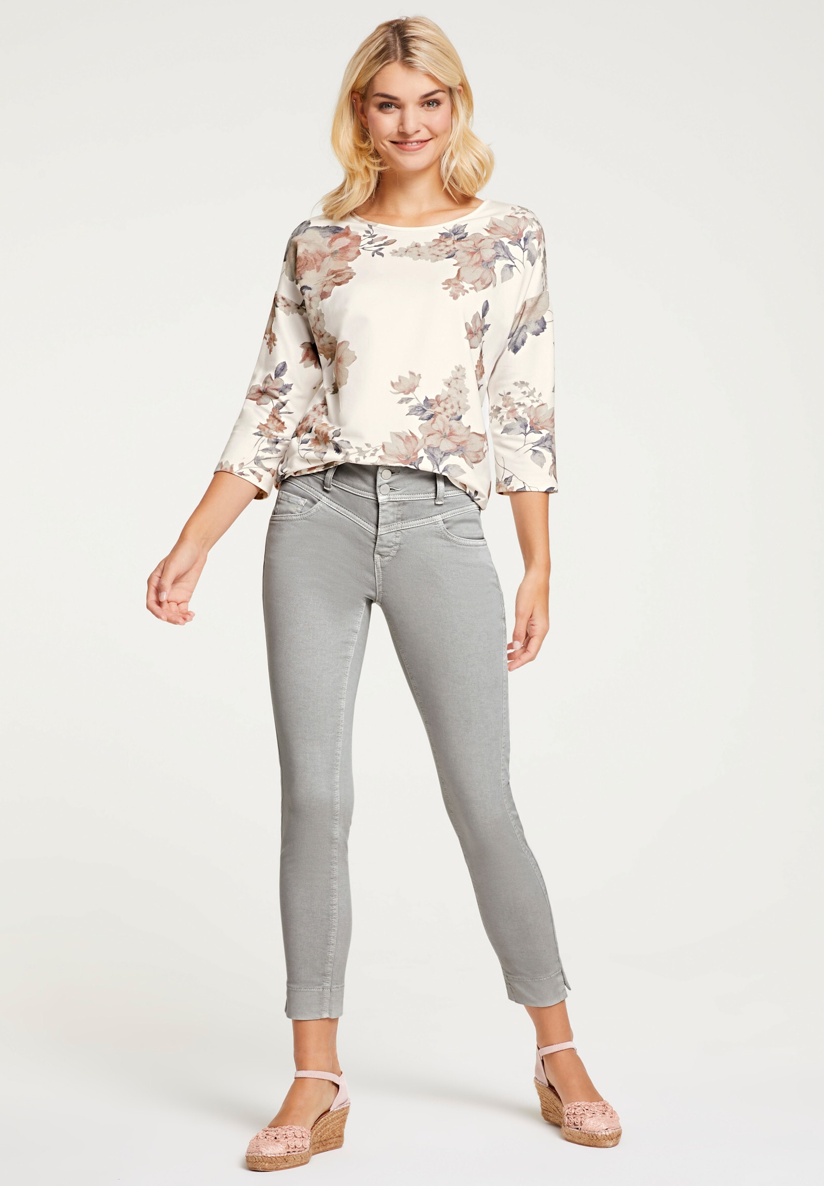 heine T-Shirt »Druck-Shirt 3/4-Arm-Shirt mit floralem Druck«