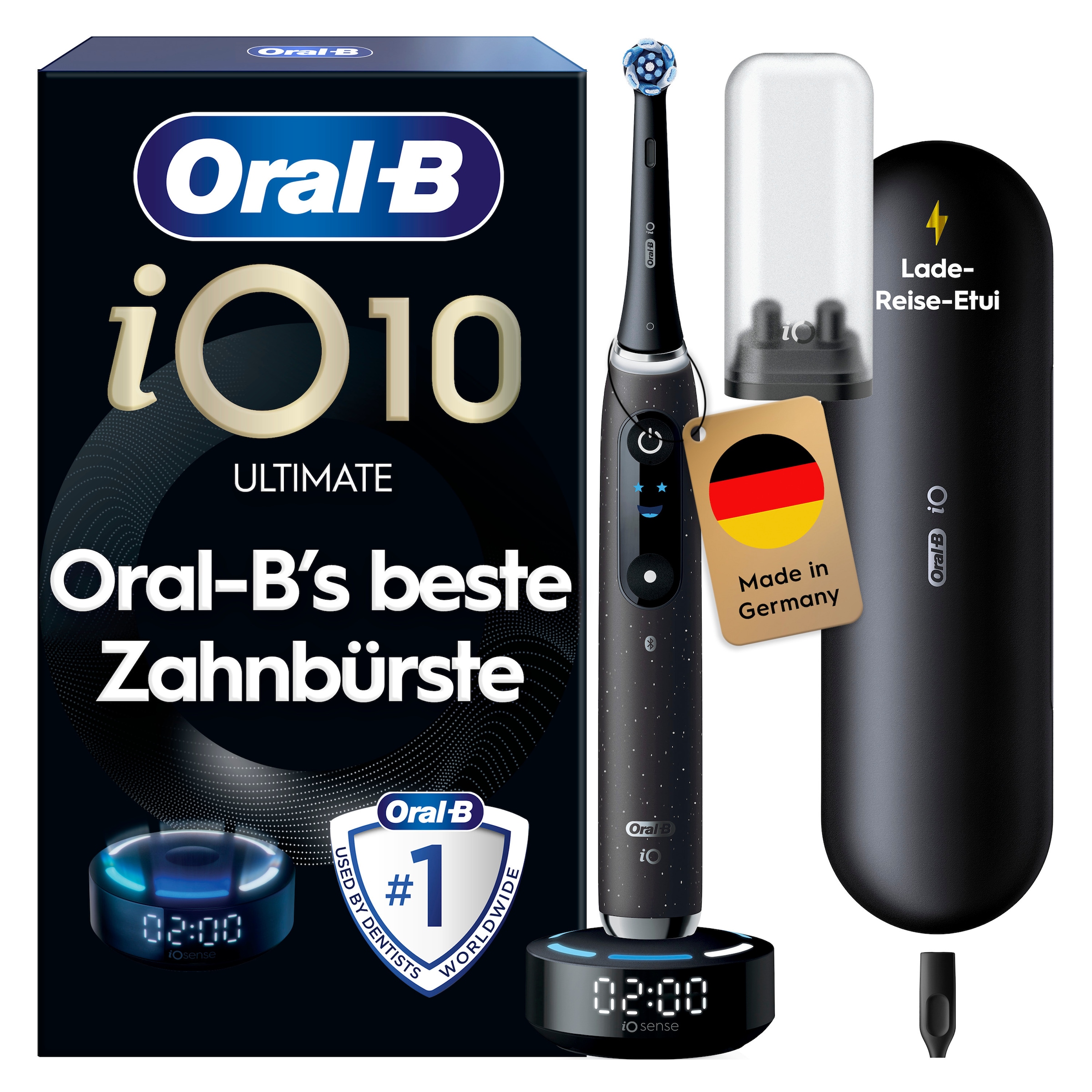 Oral-B Elektrische Zahnbürste »Oral-B iO Series 10« 1 Stk. Aufsteckbürsten iO Sense Zahnputz-Coach | Schnellladestation | Langanhaltender Akku