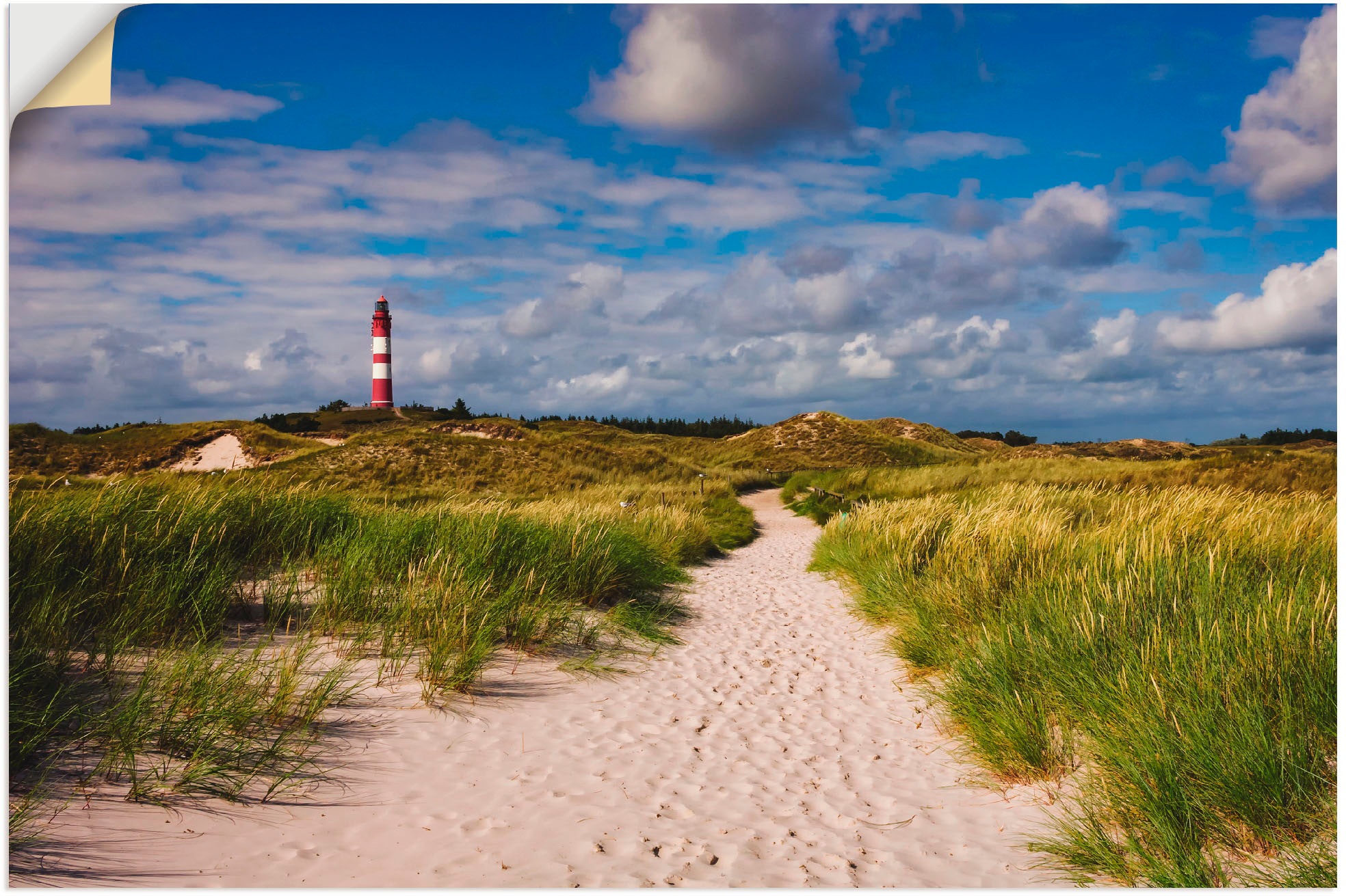 Artland Wandbild »Strandweg zum Leuchtturm - Insel Amrum«, Küste, (1 St.), in vielen Größen & Produktarten - Alubild / Outdoorbild für den Außenbereich, Leinwandbild, Poster, Wandaufkleber / Wandtattoo auch für Badezimmer geeignet