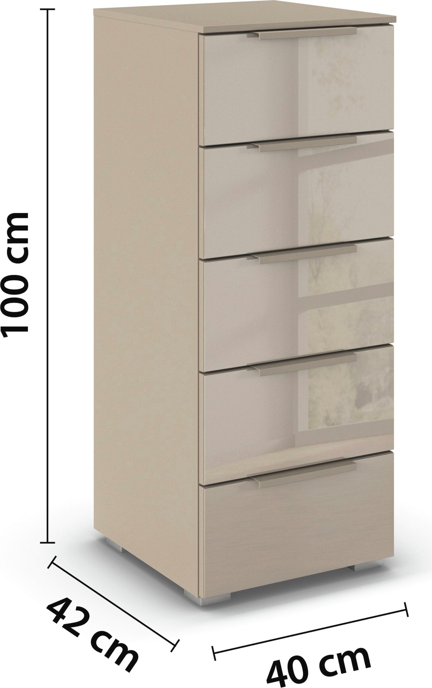 rauch Schubkastenkommode »Highboard Sideboard Kommode MONTCLAR Frontauswahl Dekor/Hochglanz/Glas« in 2 Breiten: 40 oder 80 cm / Höhe 100 cm, inkl. Soft-Close-Funktion,  mit 5 geräumigen Schubladen, viele Griffvarianten MADE IN GERMANY