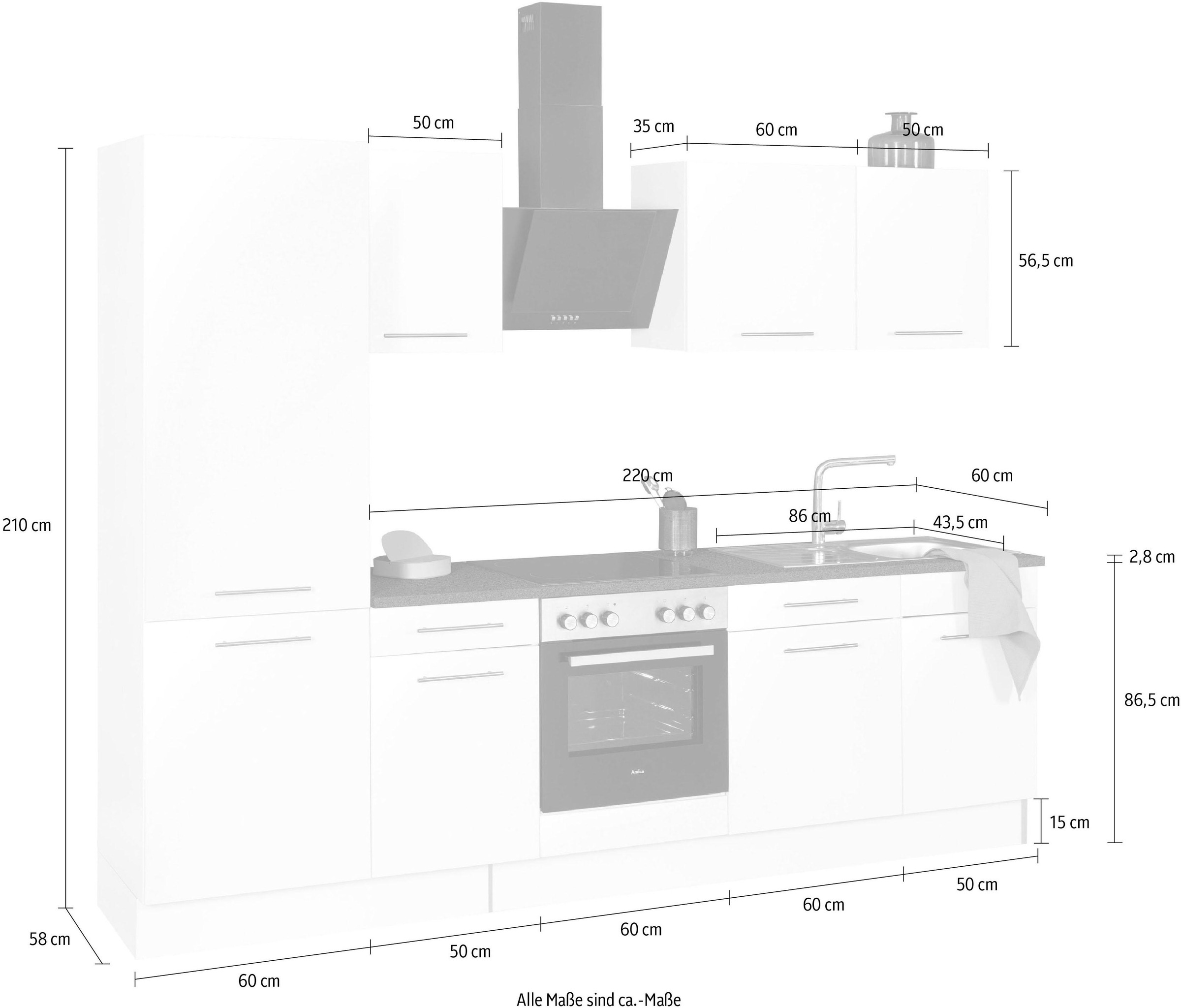 wiho Küchen Küchenzeile »Ela«, Breite 280 cm, Soft-Close-Funktion, höhenverstellbare Füße