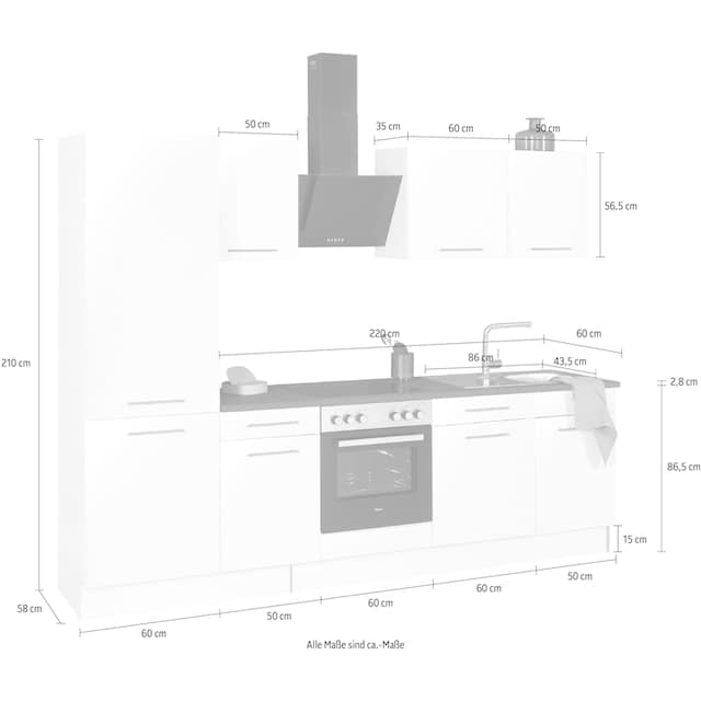 wiho Küchen Küchenzeile »Ela«, Breite 280 cm, Soft-Close-Funktion, höhenverstellbare  Füße bestellen online bei OTTO