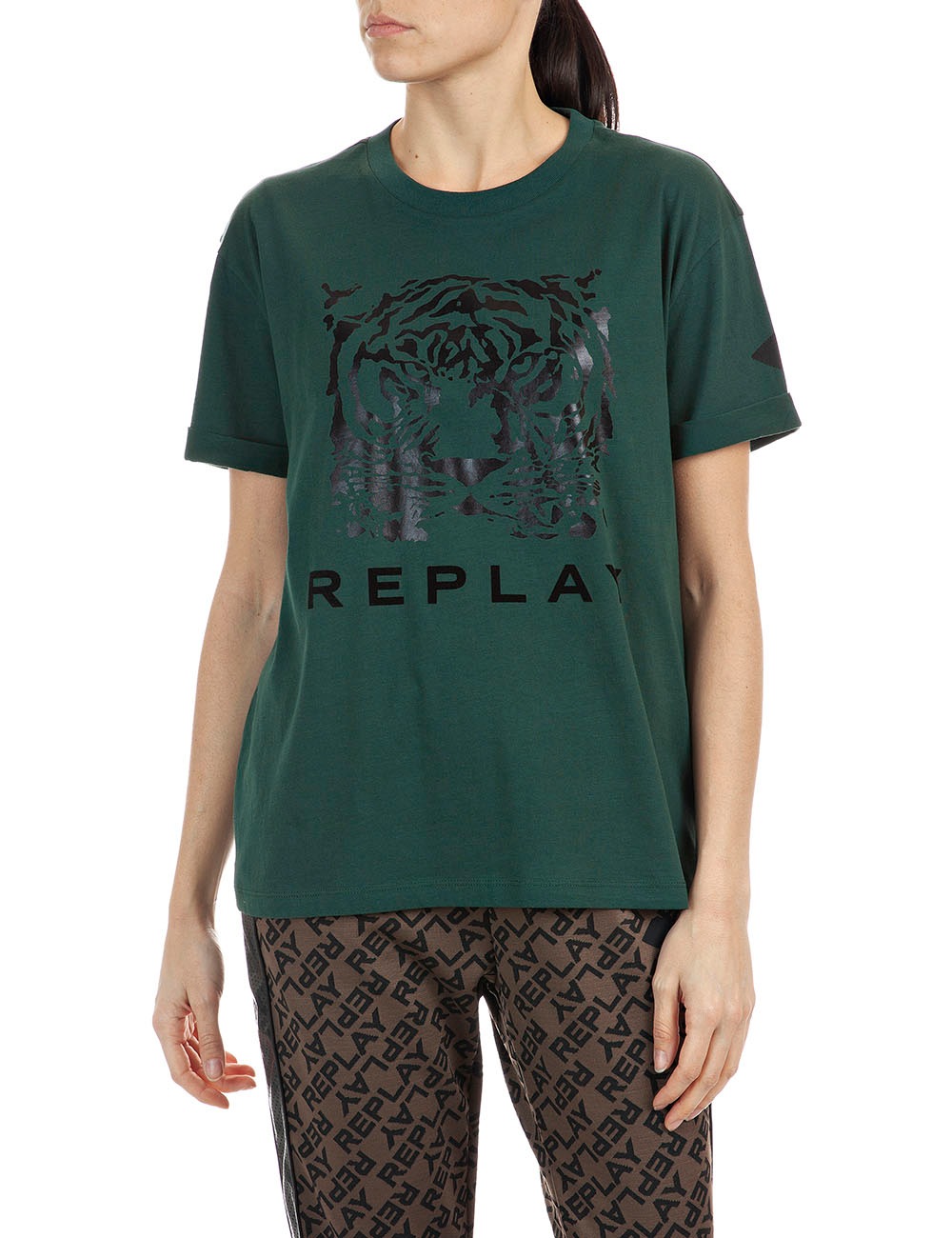Replay T-Shirt, mit großem Animal-Print
