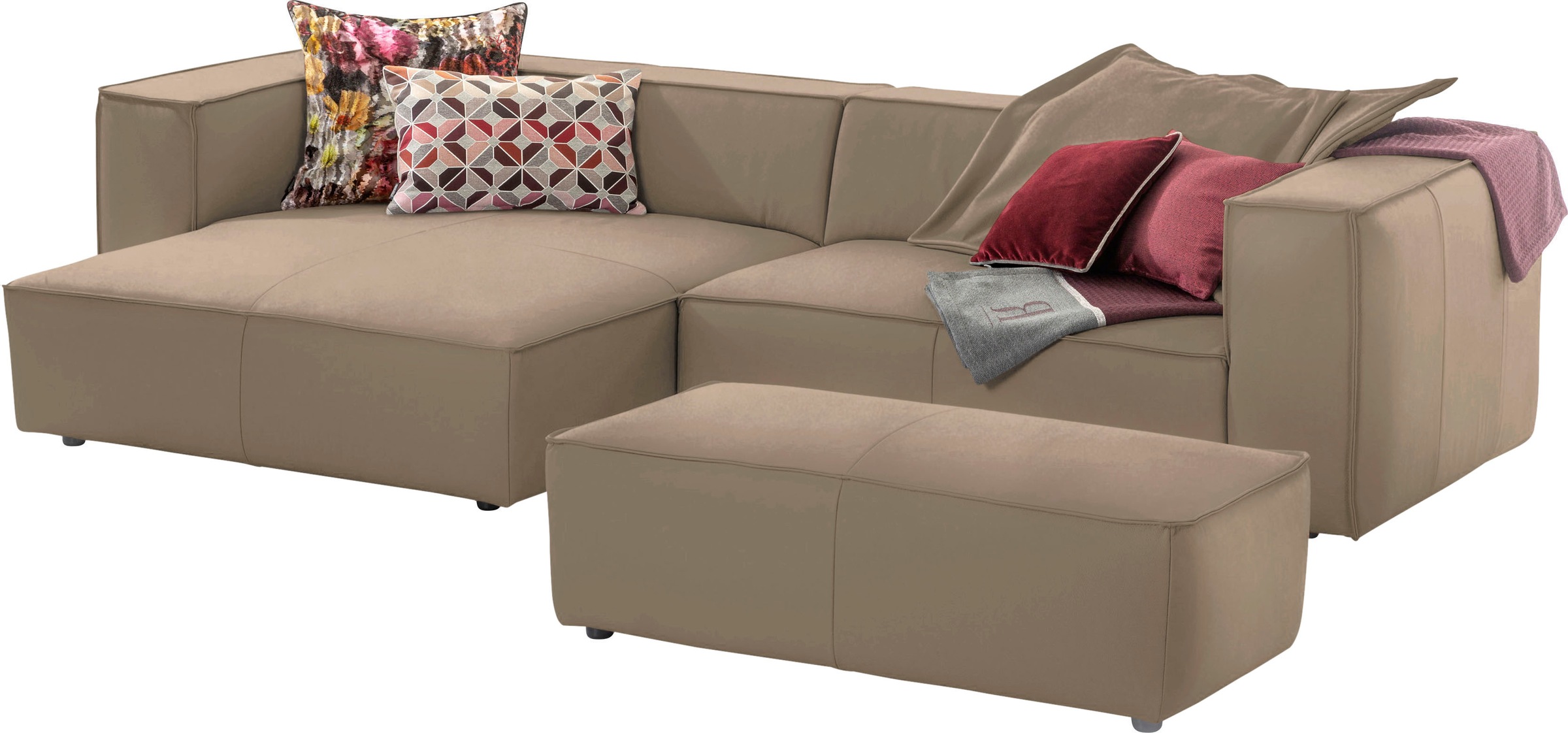 W.SCHILLIG Ecksofa »around-the-block, modern und elegant, bequem, L-Form« mit eleganter Biese, mit Federkern