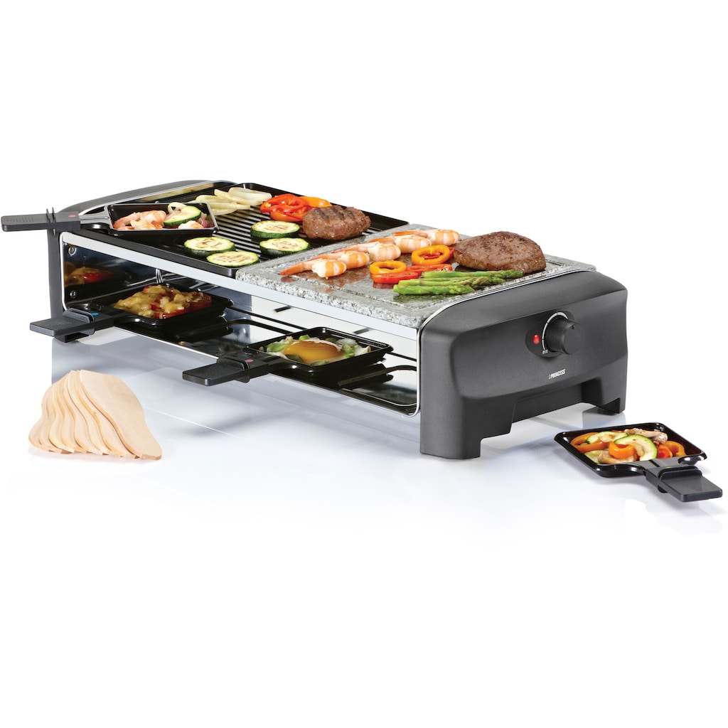 PRINCESS Raclette »8 Stone & Grill Party 162820«, 8 St. Raclettepfännchen, 1300 W