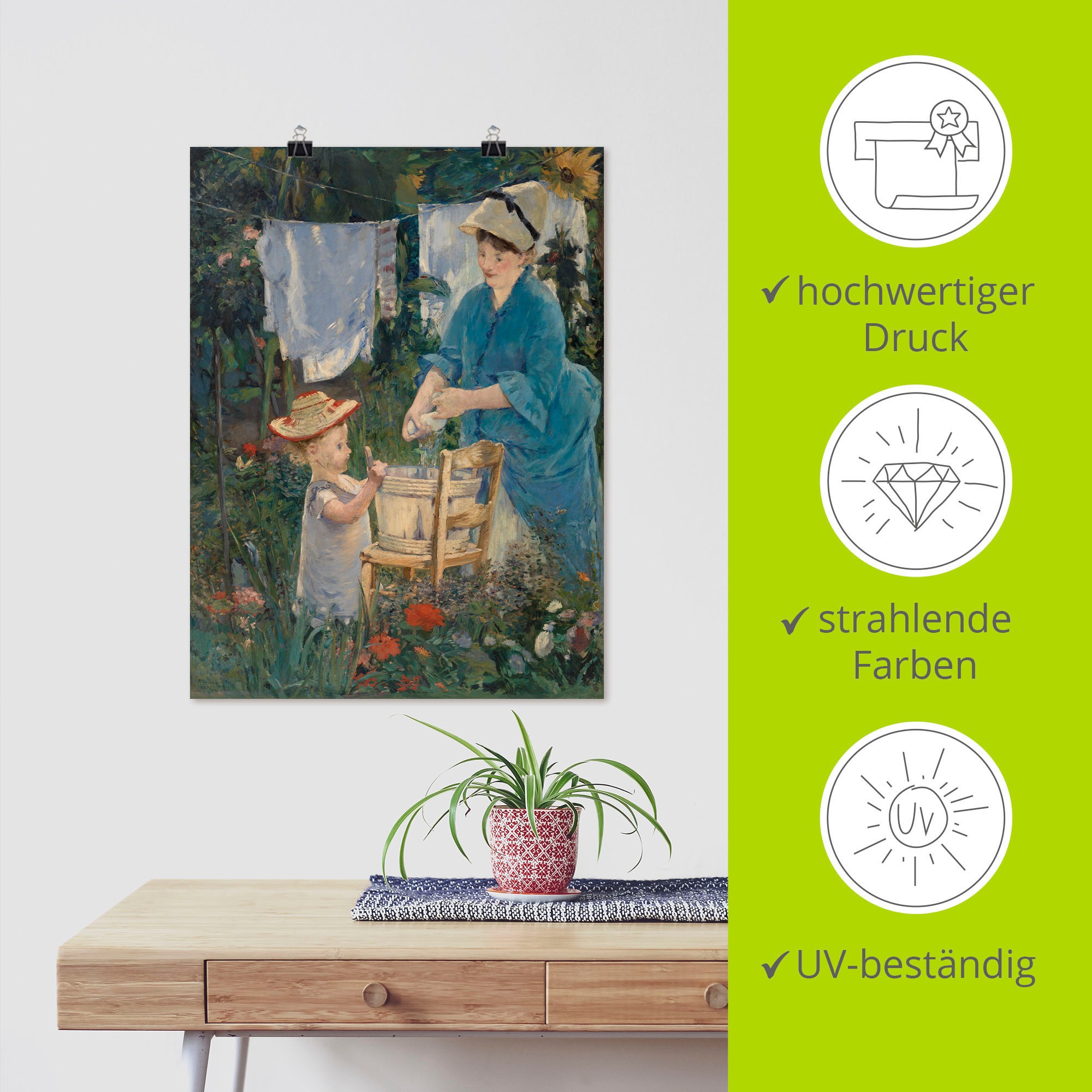 Artland Wandbild »Wäsche Gruppen Online Größen (Le Linge). als Poster im Wandaufkleber (1 St.), Alubild, oder OTTO Familien, Shop Leinwandbild, 1875«, in & versch