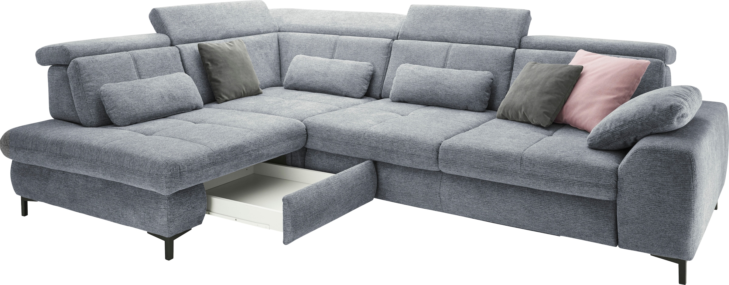 set one by Musterring Ecksofa, Kaltschaumpolsterung, Flachgewebe, whlw. mit Funktionen, Sitzhöhe 49