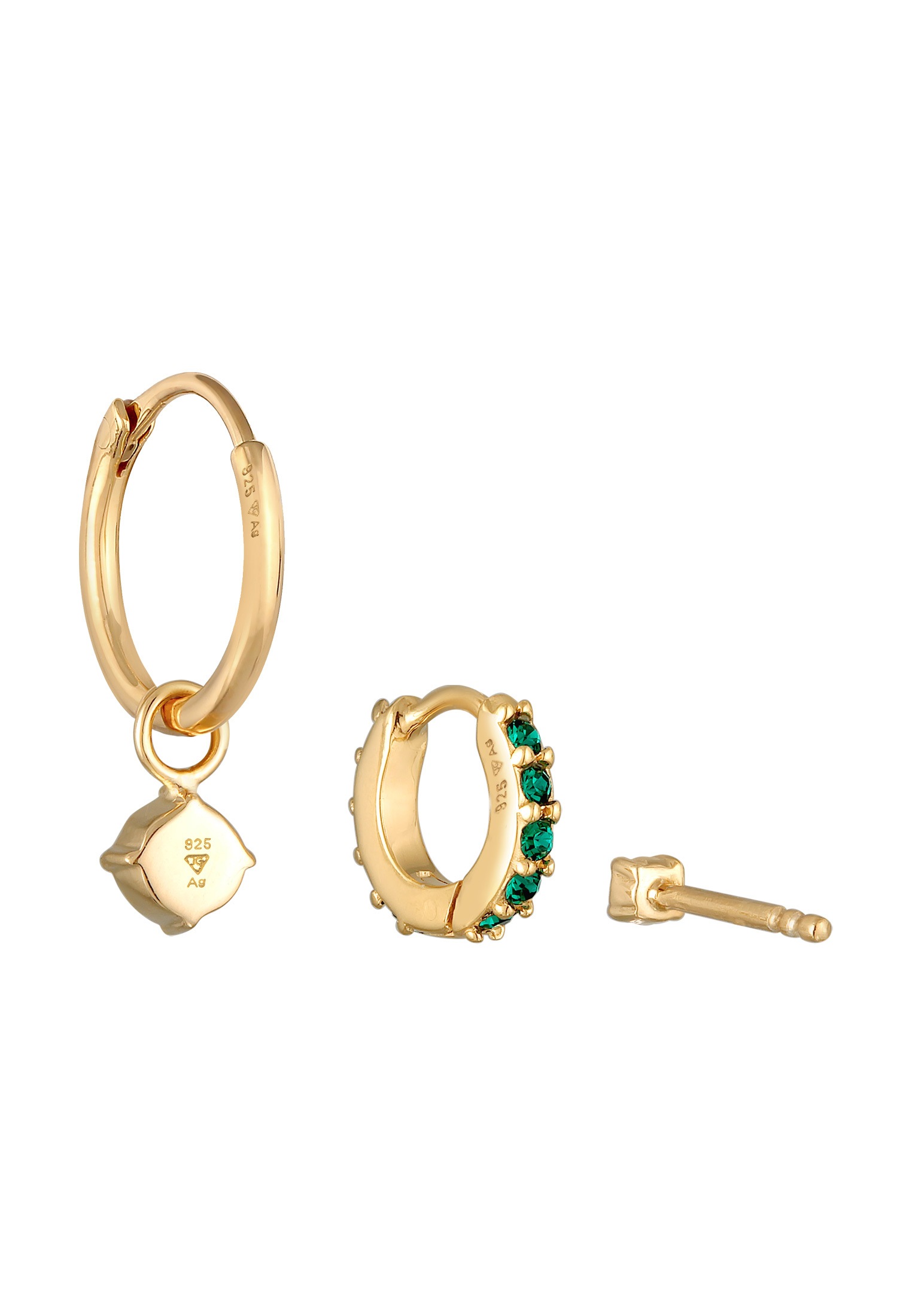 Elli Ohrstecker-Set »Ohrringe Kristall Stecker Creole Set 925 Silber«