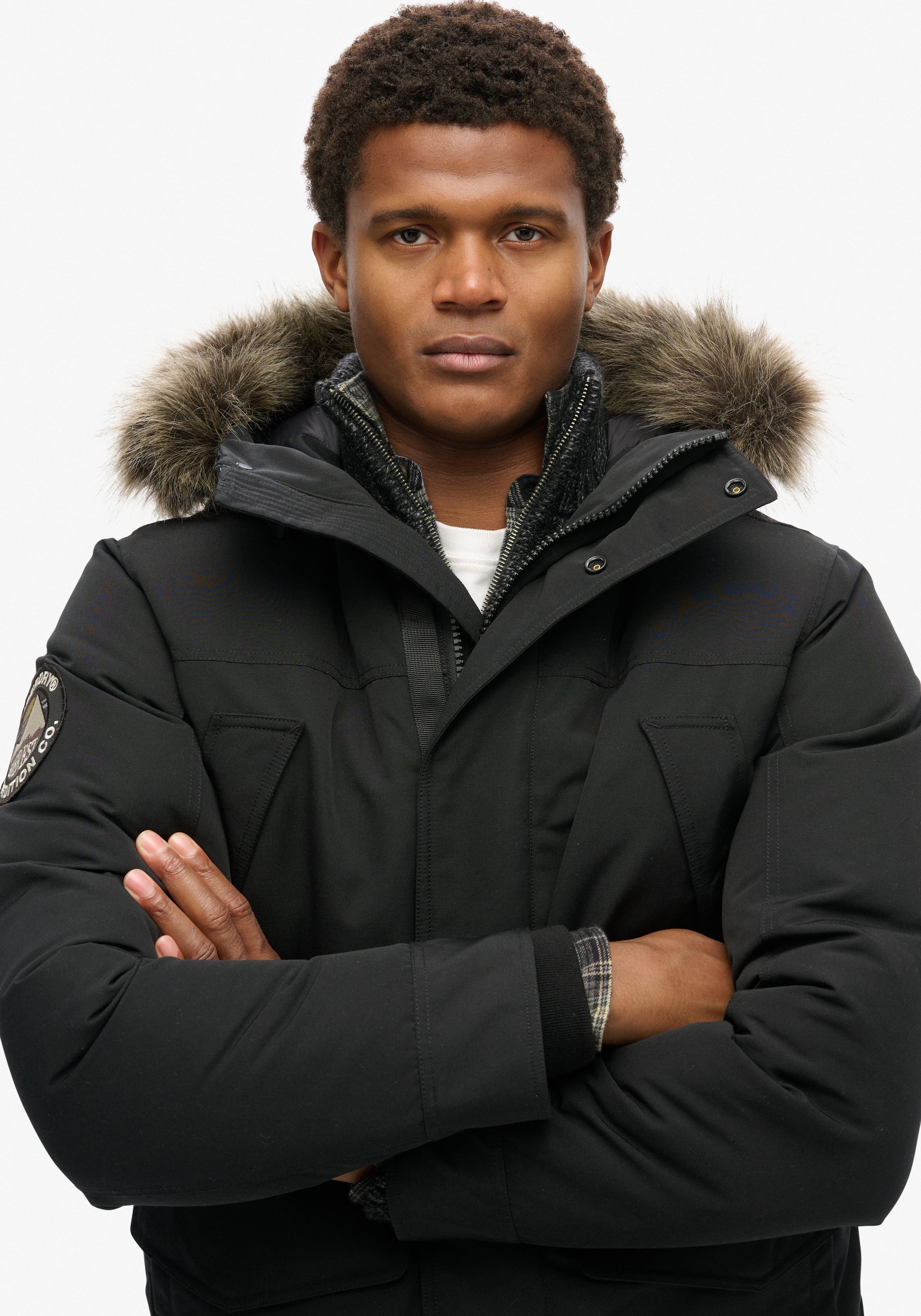 Superdry Parka »EVEREST FAUX FUR PARKA JACKET«, mit Kapuze