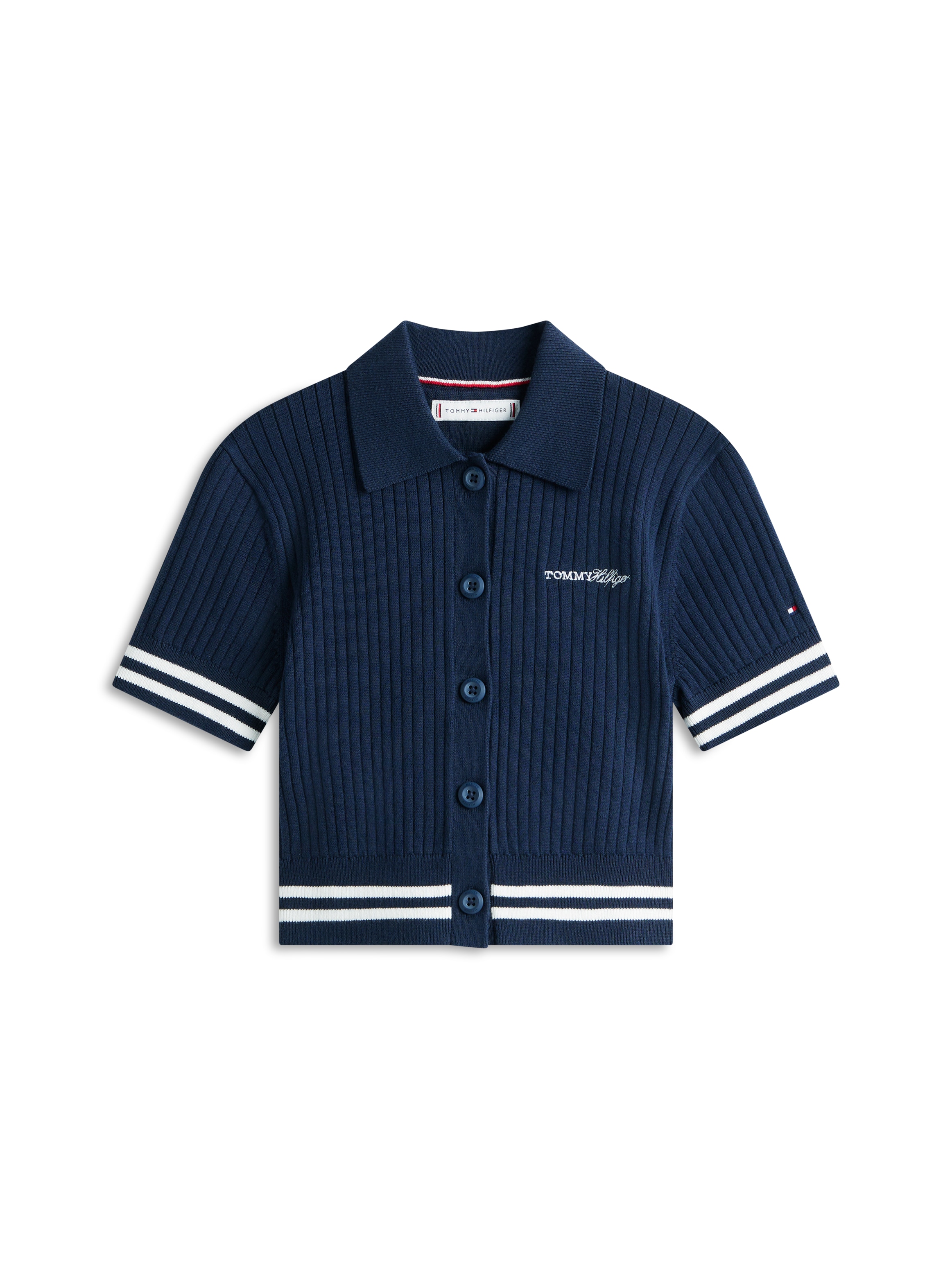 Tommy Hilfiger Strickjacke »SWEATER RIB POLO SS« Kinder bis 16 Jahre, regular fit