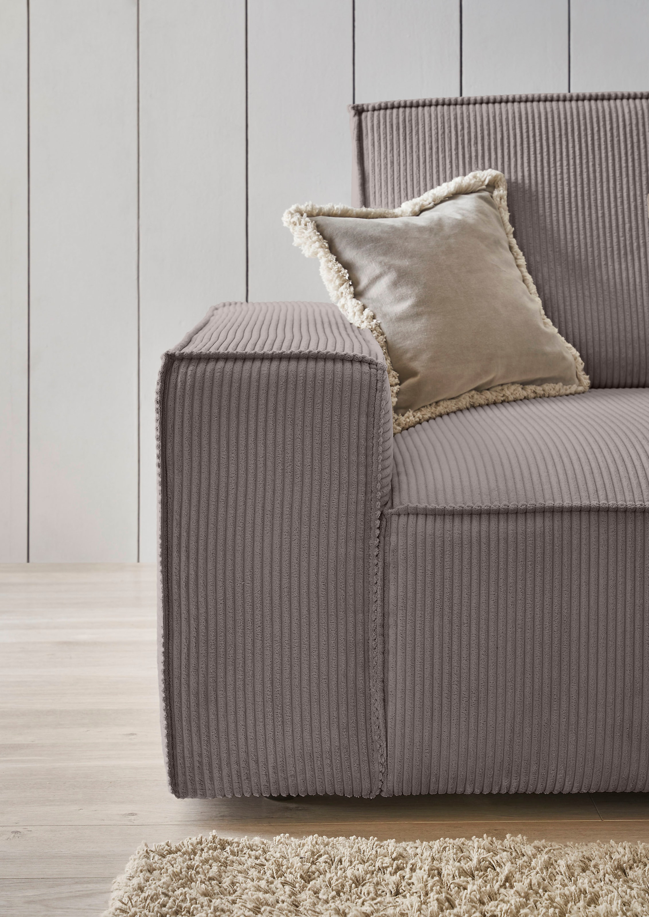 Home affaire Polsterecke »NEU: SHERWOOD XXL tief, L-Form mit Schlaffunktion, Big-Sofa mit Hocker«, (Set, 2 St.), stellbar zum Schlafsofa (Krokodilverbinder), Cord, Leinenoptik