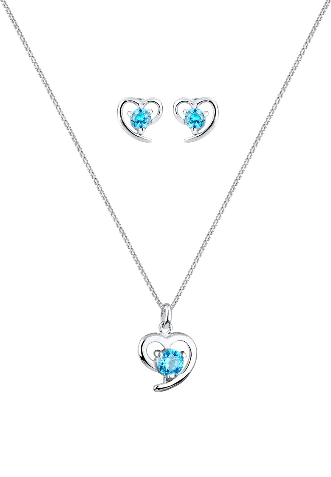 Elli Ohrring und Ketten Set »Schmuckset Herz Zirkonia Weiß 925 Sterling Silber«