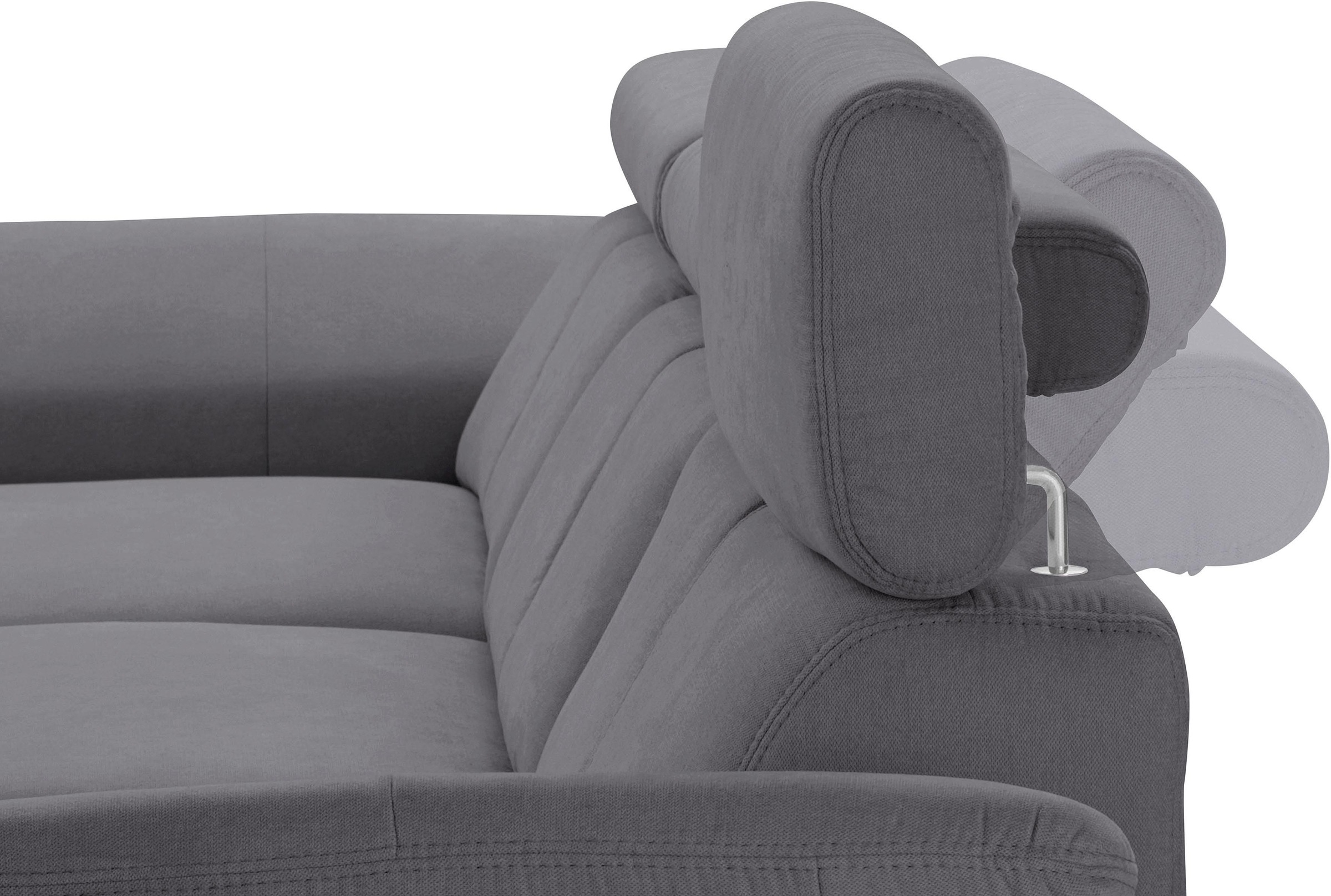 exxpo - sofa fashion Ecksofa »Salerno, inkl. Arm-& Kopfteilverstellung, bequem, Breite 280cm, L-Form« wahlweise mit Bettfunktion und Bettkasten, tolle Detailverarbeitung