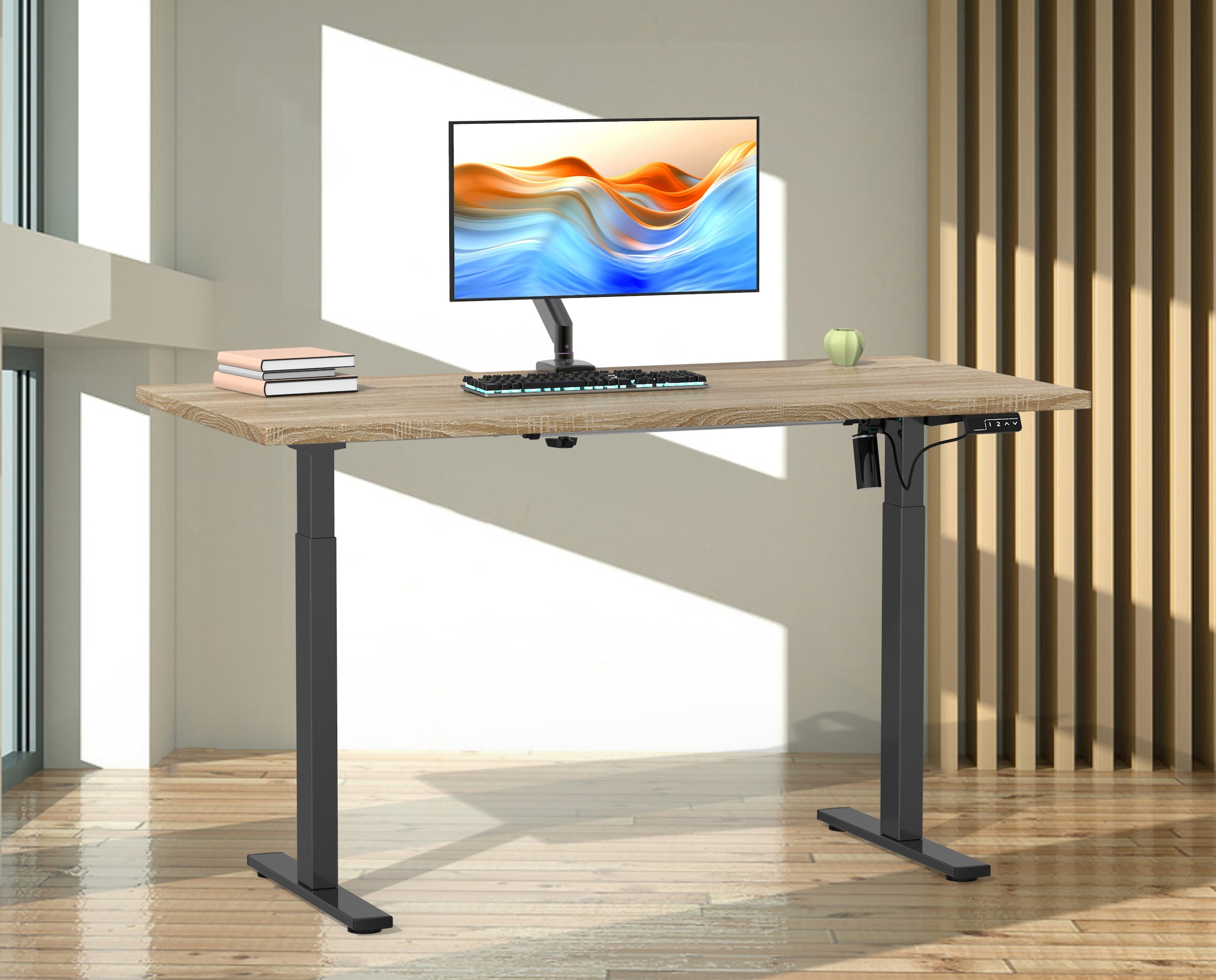 VCM Schreibtisch »VCM Höhenverstellbarer Schreibtisch stufenlos elektrisch höhenverstellbar Lona 140x50 Schwarz«, (Lona)