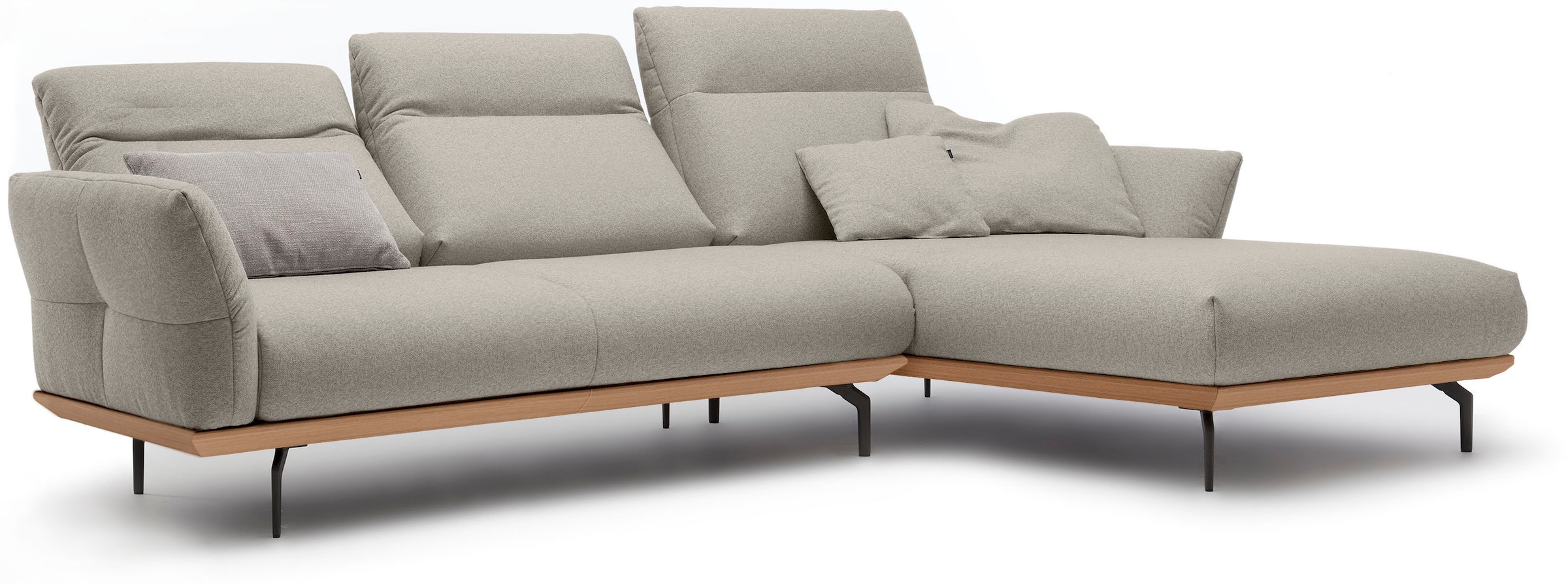 Creation BY ROLF BENZ Ecksofa »CR.460«, Sockel in Eiche, Alugussfüße in umbragrau, Breite 298 cm