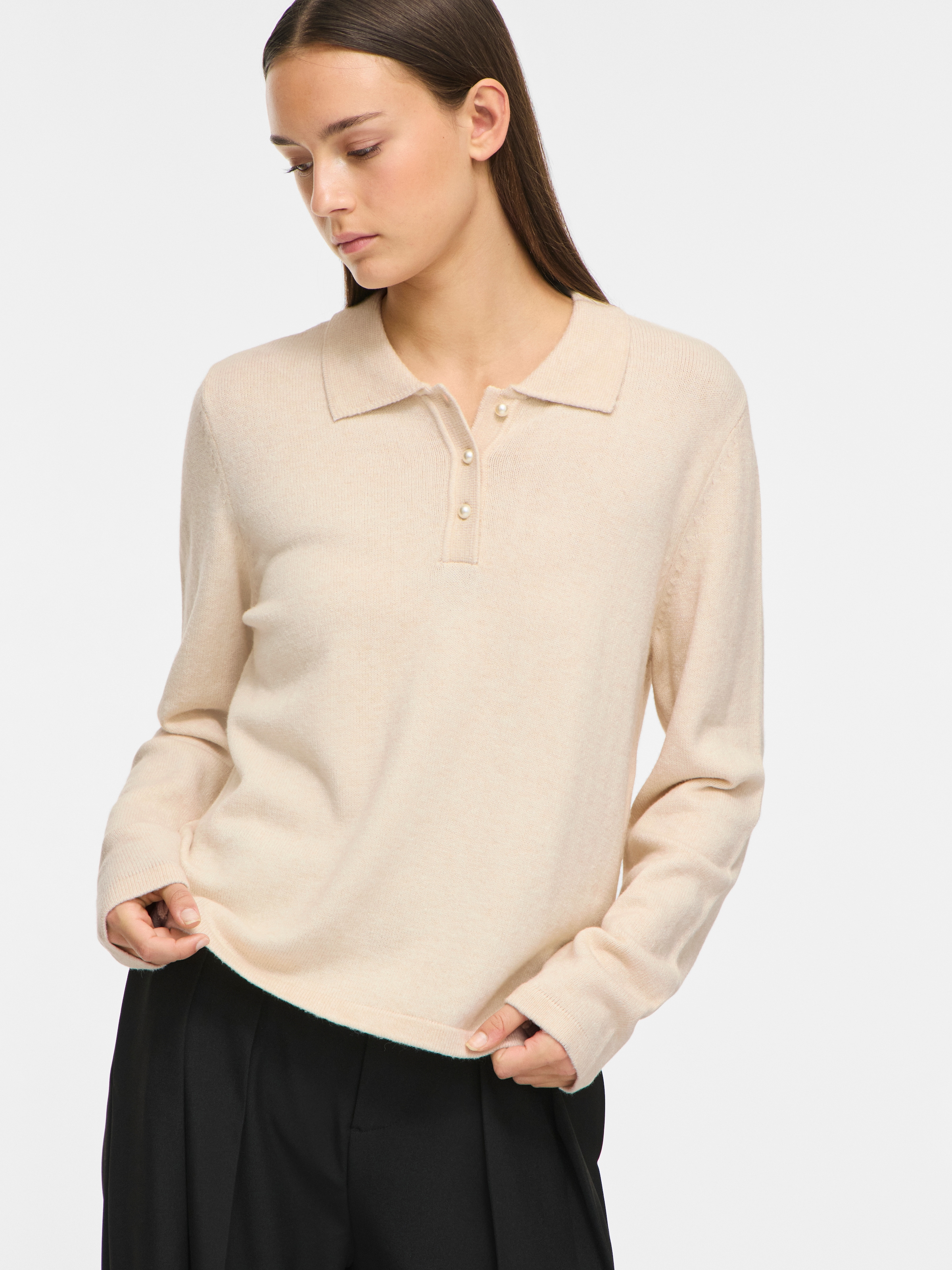 Vila Polokragenpullover »VIRIL L/S POLO PULLOVER KNIT - NOOS« Materialmix, regular fit