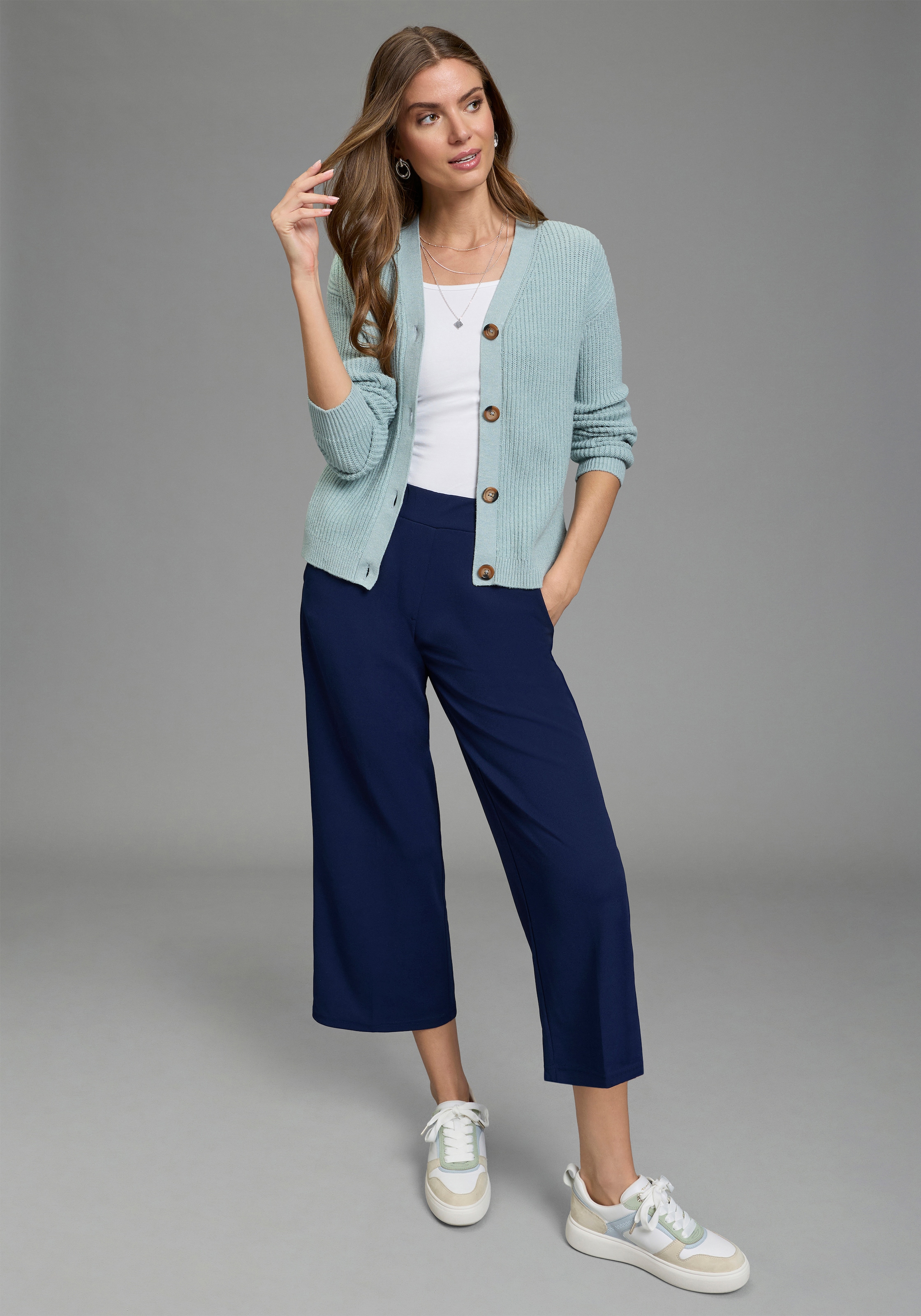 Laura Scott Strickjacke Grobstrick - in modischer Kurzform