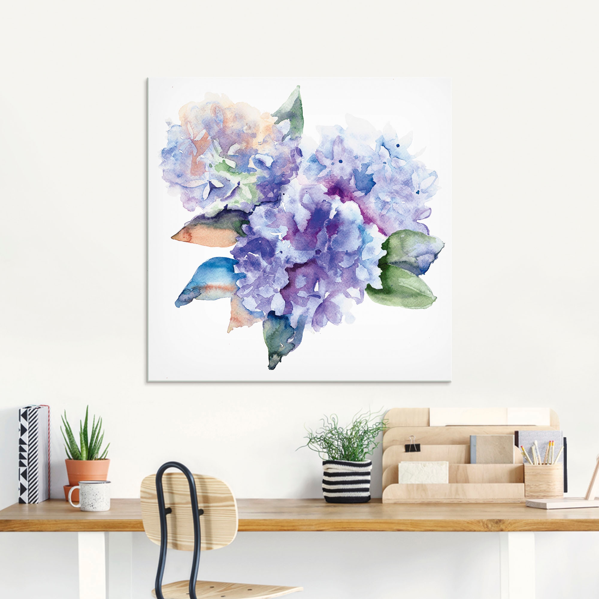 Artland Glasbild »Hortensien« Blumen 1 Stk. tlg. in verschiedenen Größen