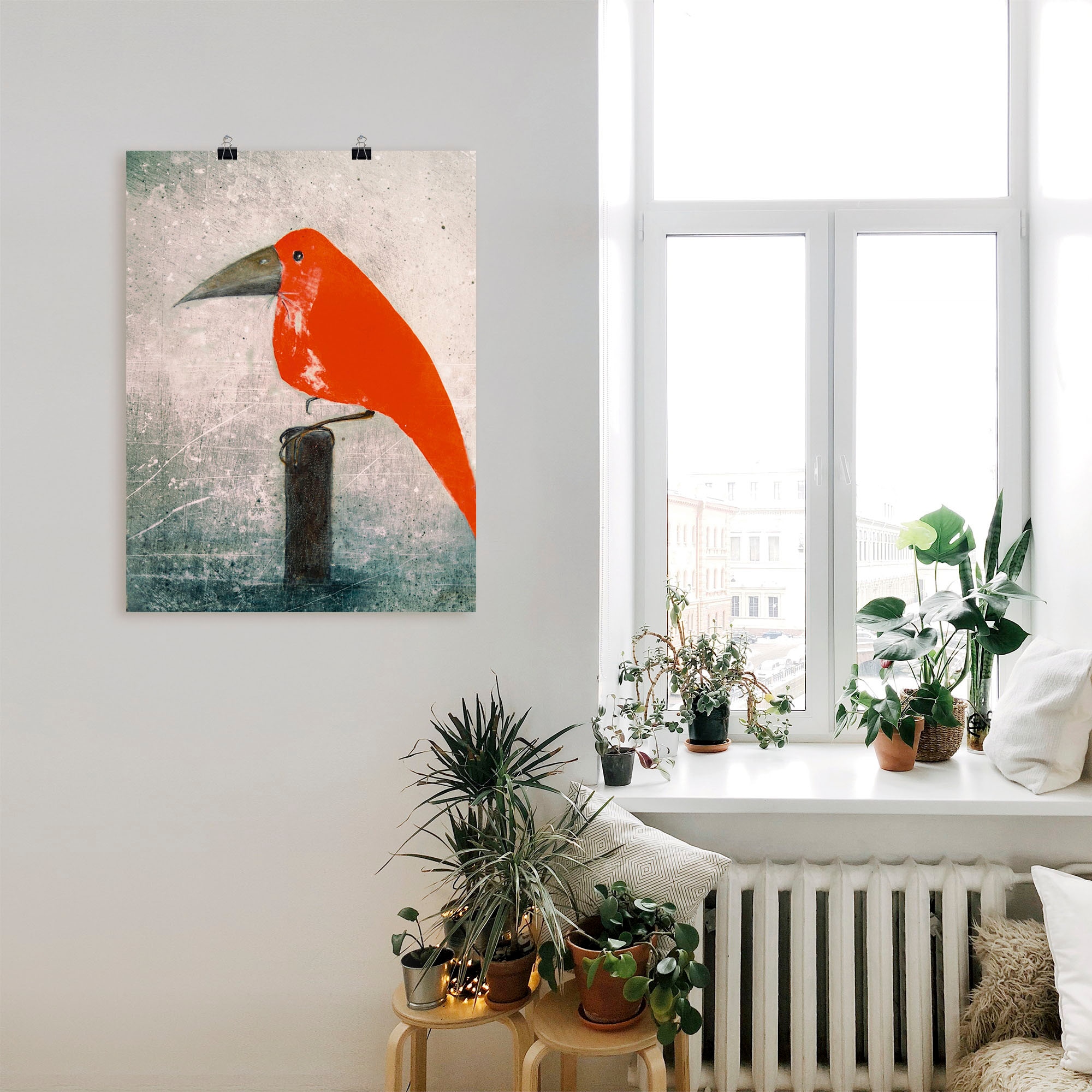 Artland Wandbild »Der Rote Vogel« Vögel 1 Stk. tlg. als Leinwandbild, Poster in verschied. Größen