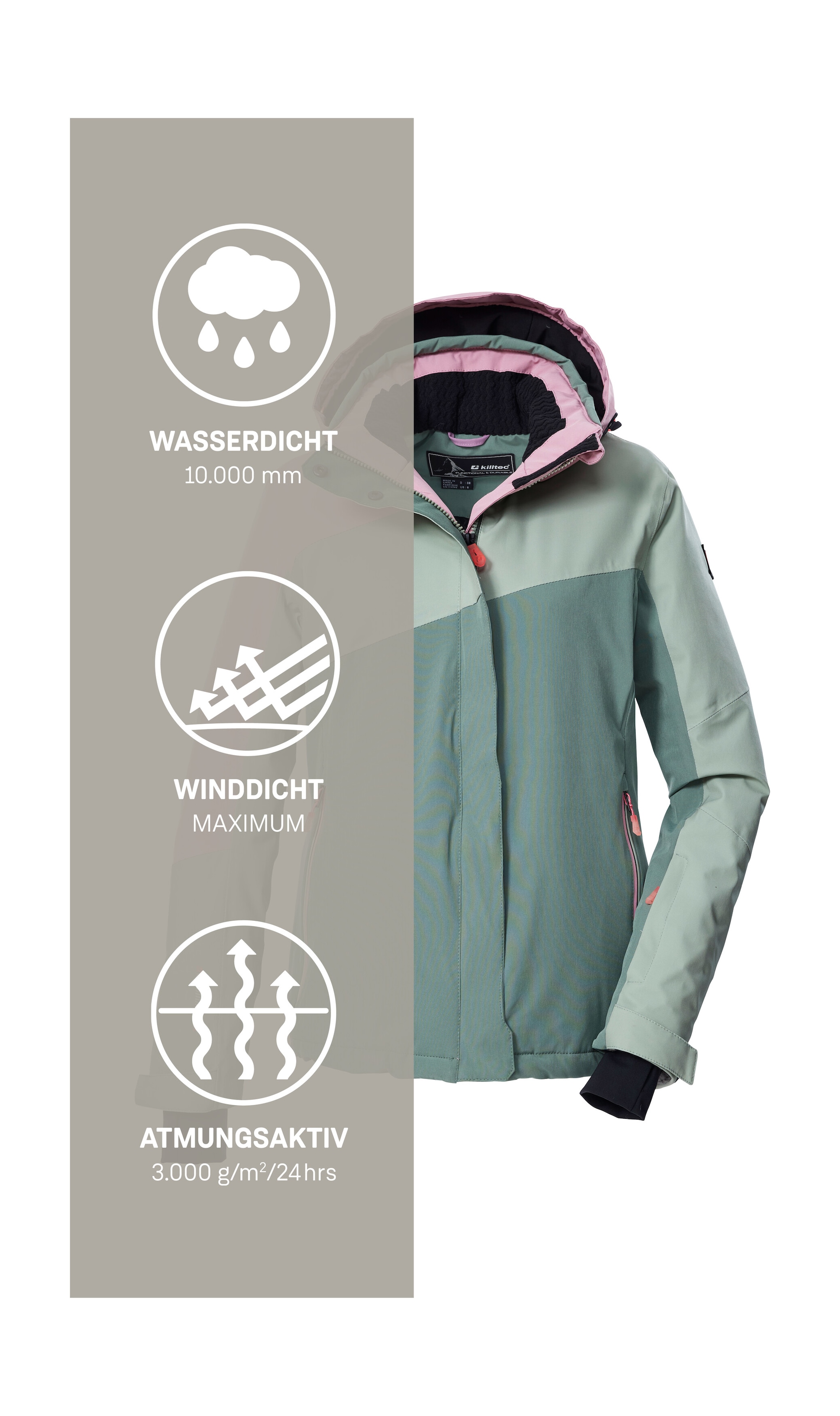 Killtec Skijacke »KSW 26 WMN SKI JCKT« Wind- und wasserdicht, atmungsaktiv, Colourblock-Design, PFAs-frei