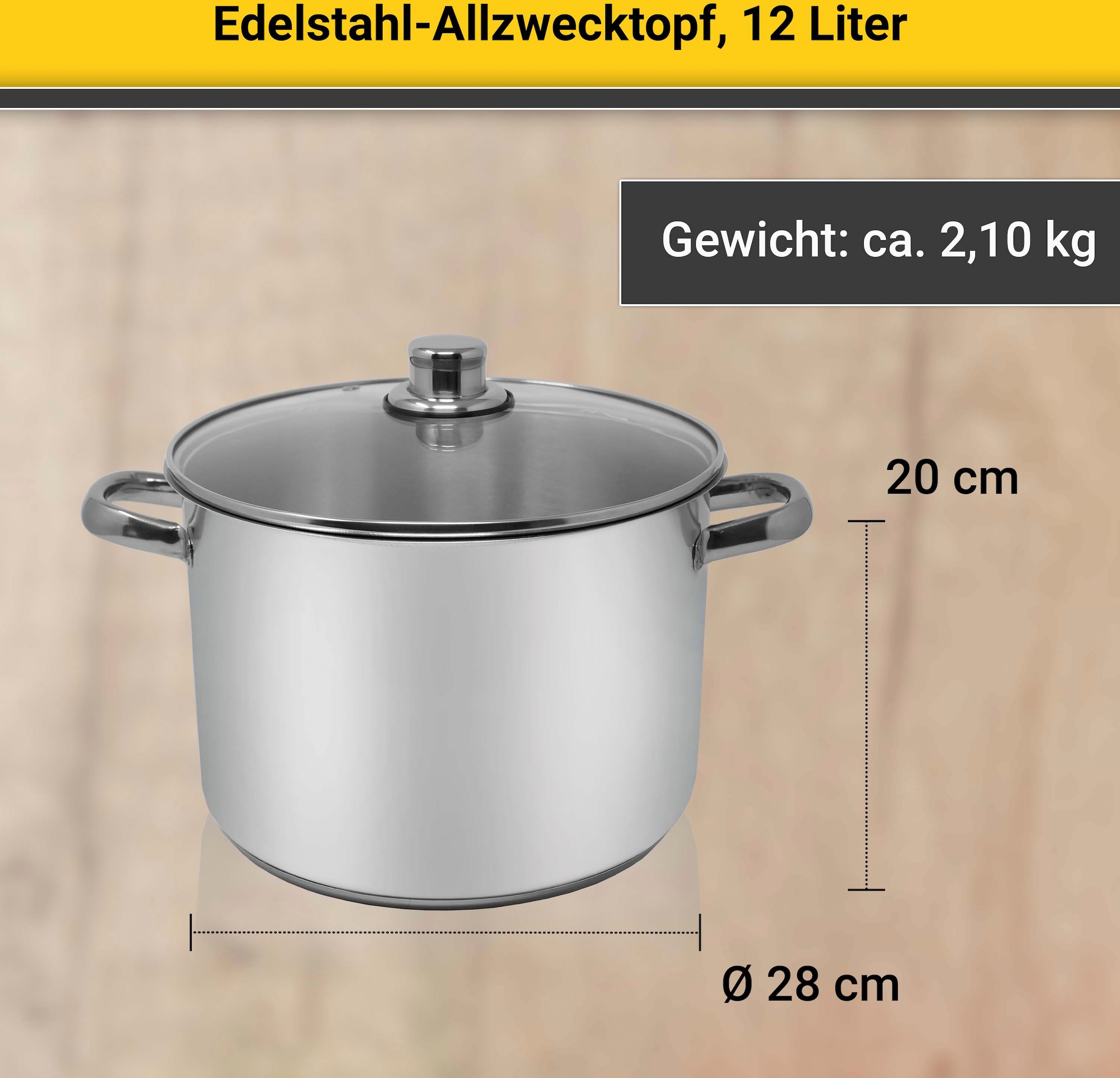Krüger Kochtopf, Edelstahl, Edelstahl, 12 Liter, Induktion kaufen im OTTO  Online Shop