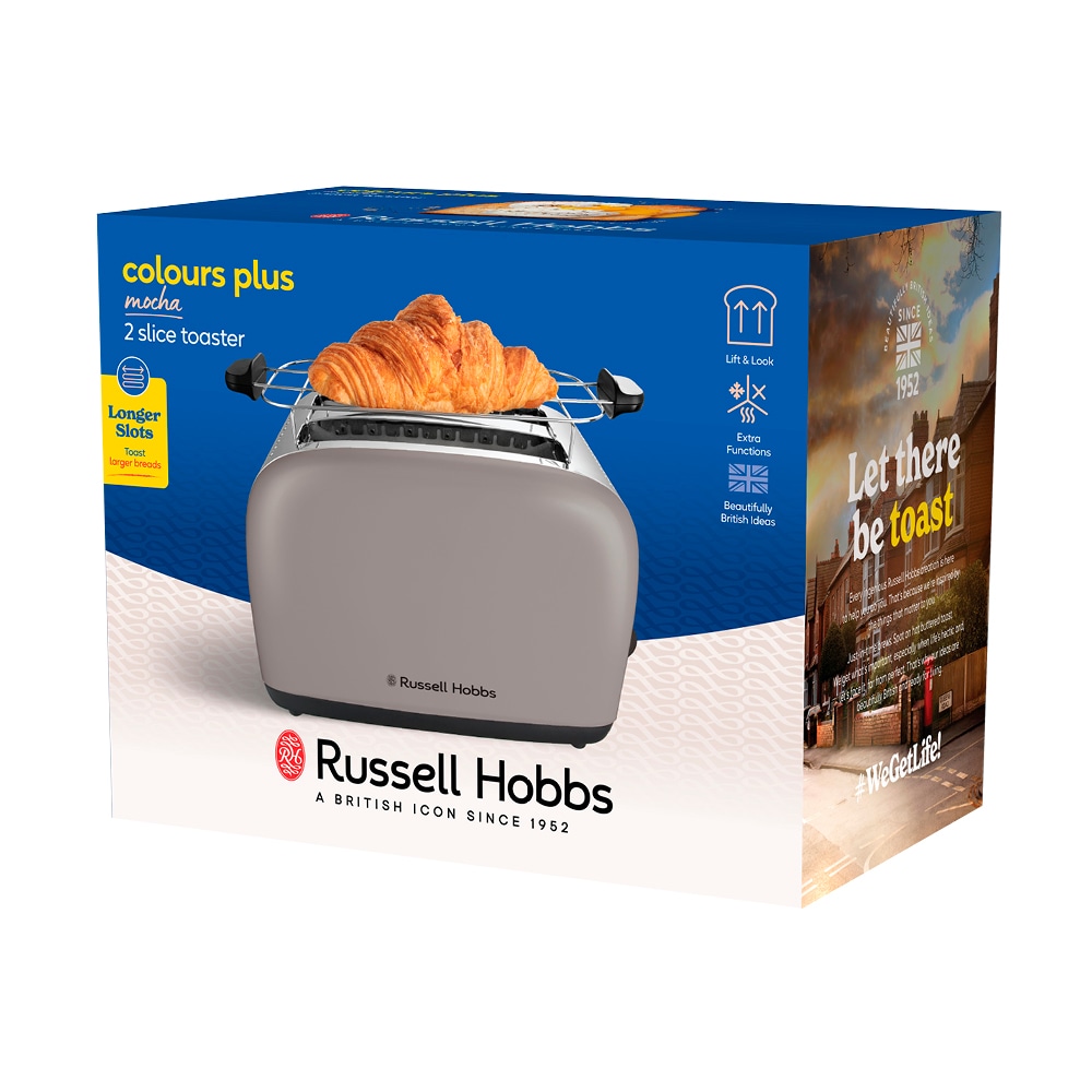 RUSSELL HOBBS Toaster »Colours Plus+ Mocha 26931-56« 1100 W 2 extra breite Toastschlitze, inkl. Brötchenaufsatz, 6 Bräunungsstufen