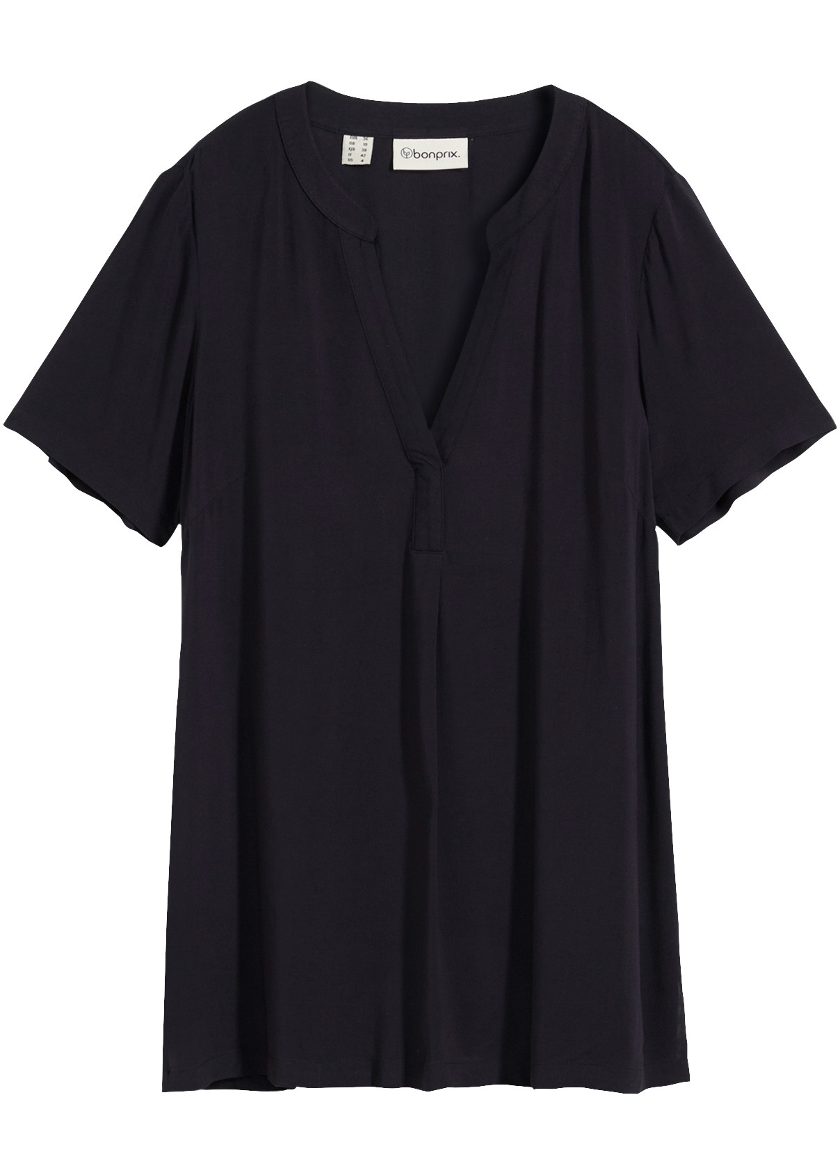 bonprix Longtunika gerader Schnitt, mit kurzem Arm, mit Henleykragen, aus Viskose