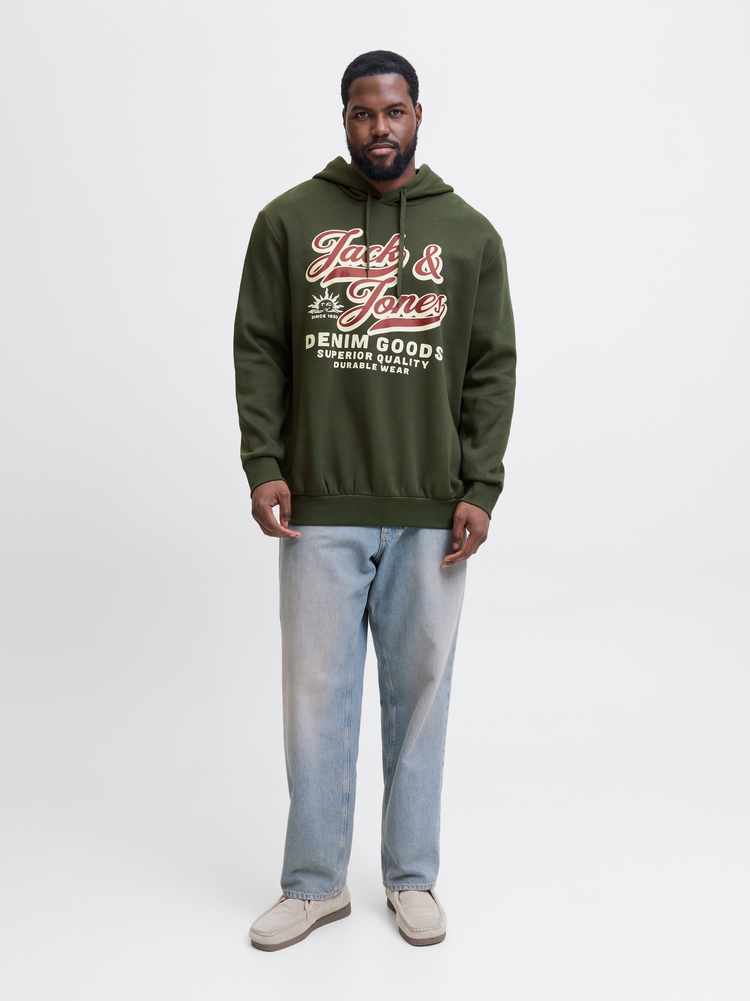 Jack & Jones PlusSize »JJELOGO SWEAT HOOD 2 COL 24/25 NOOS PLS«, mit Logo Frontprint
