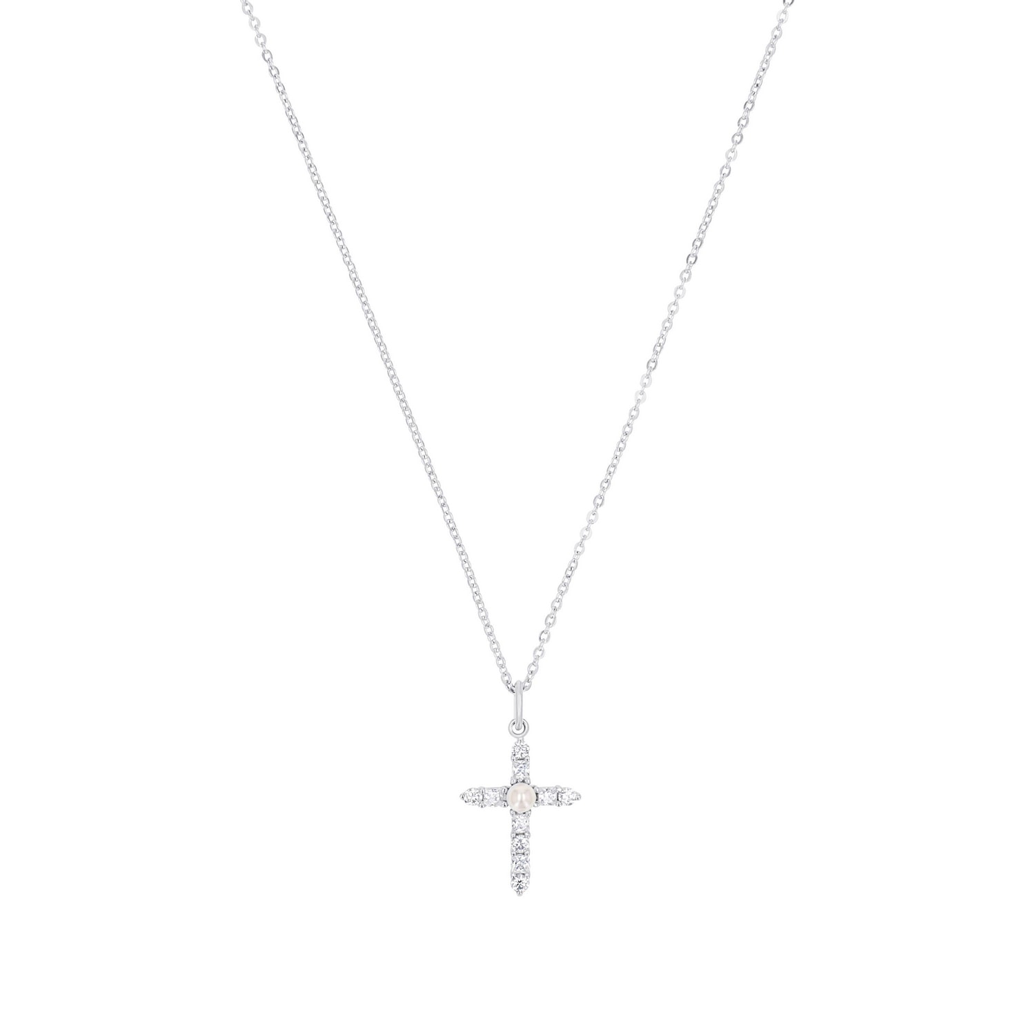 Amor Kette mit Anhänger »Schmuck Geschenk, Kreuz« mit Zirkonia (synth.) - mit Wachsperle