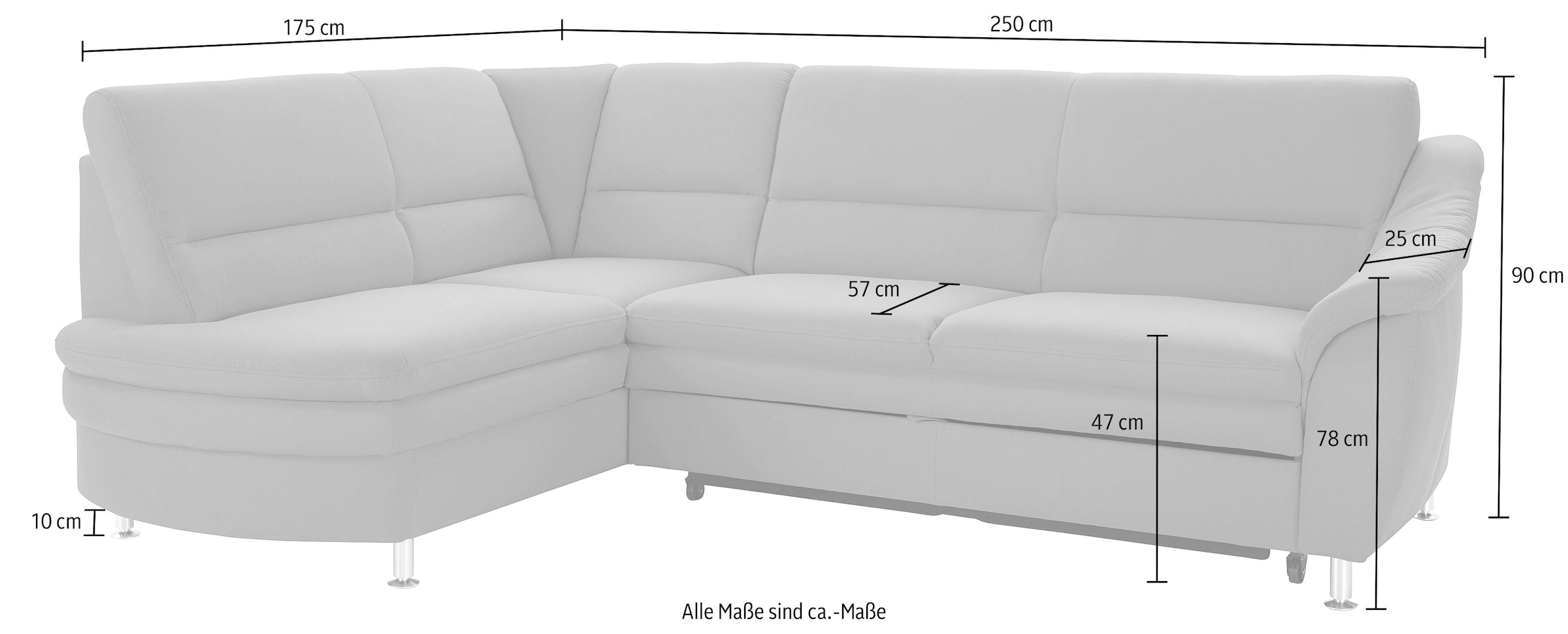 sit&more Ecksofa »Cardoso L-Form« mit Federkern, wahlweise mit Bettfunktion und Schubkasten