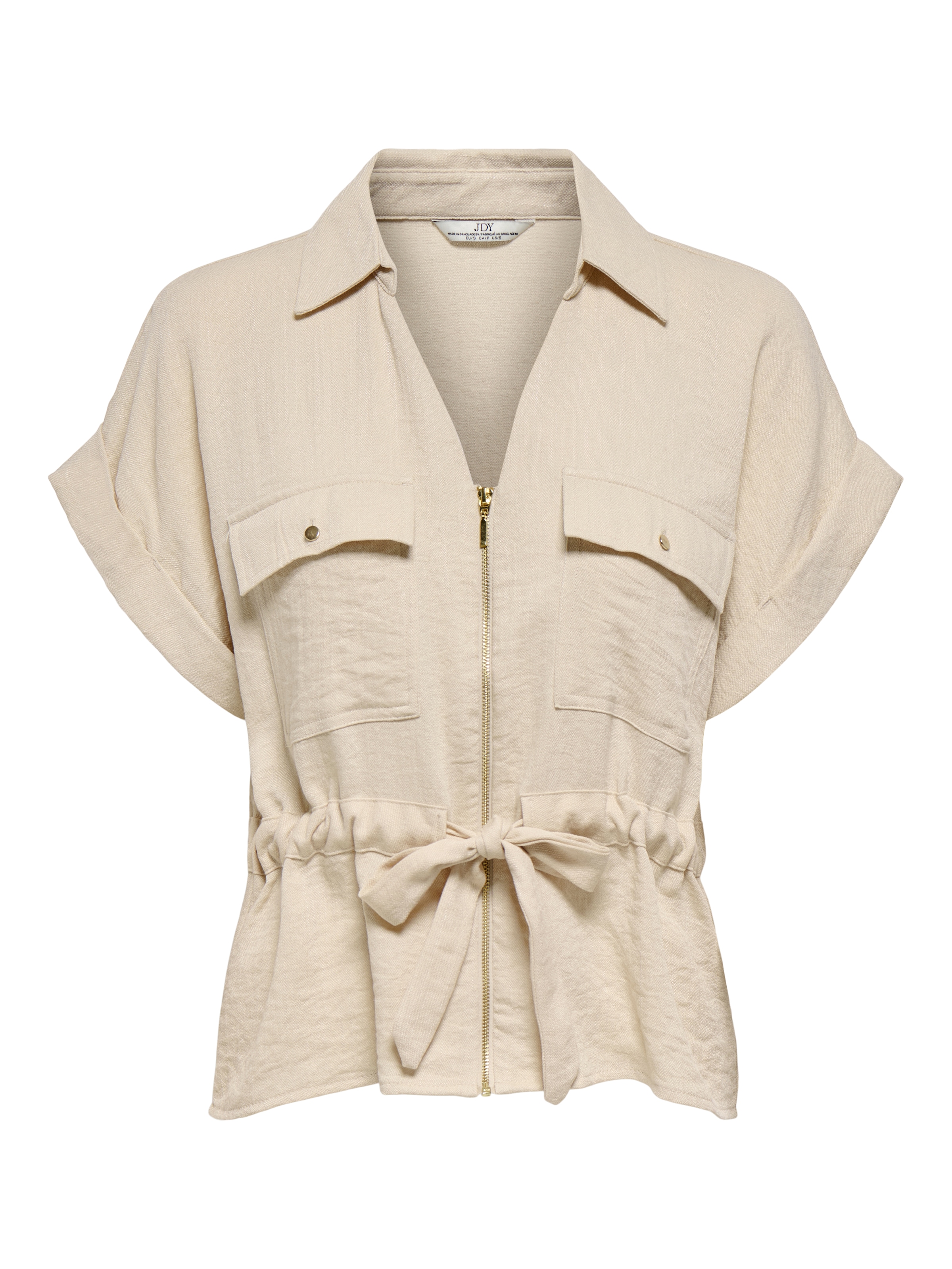 JDY Kurzarmbluse »JDYMILLE S/S ZIP SHIRT WVN NOOS«