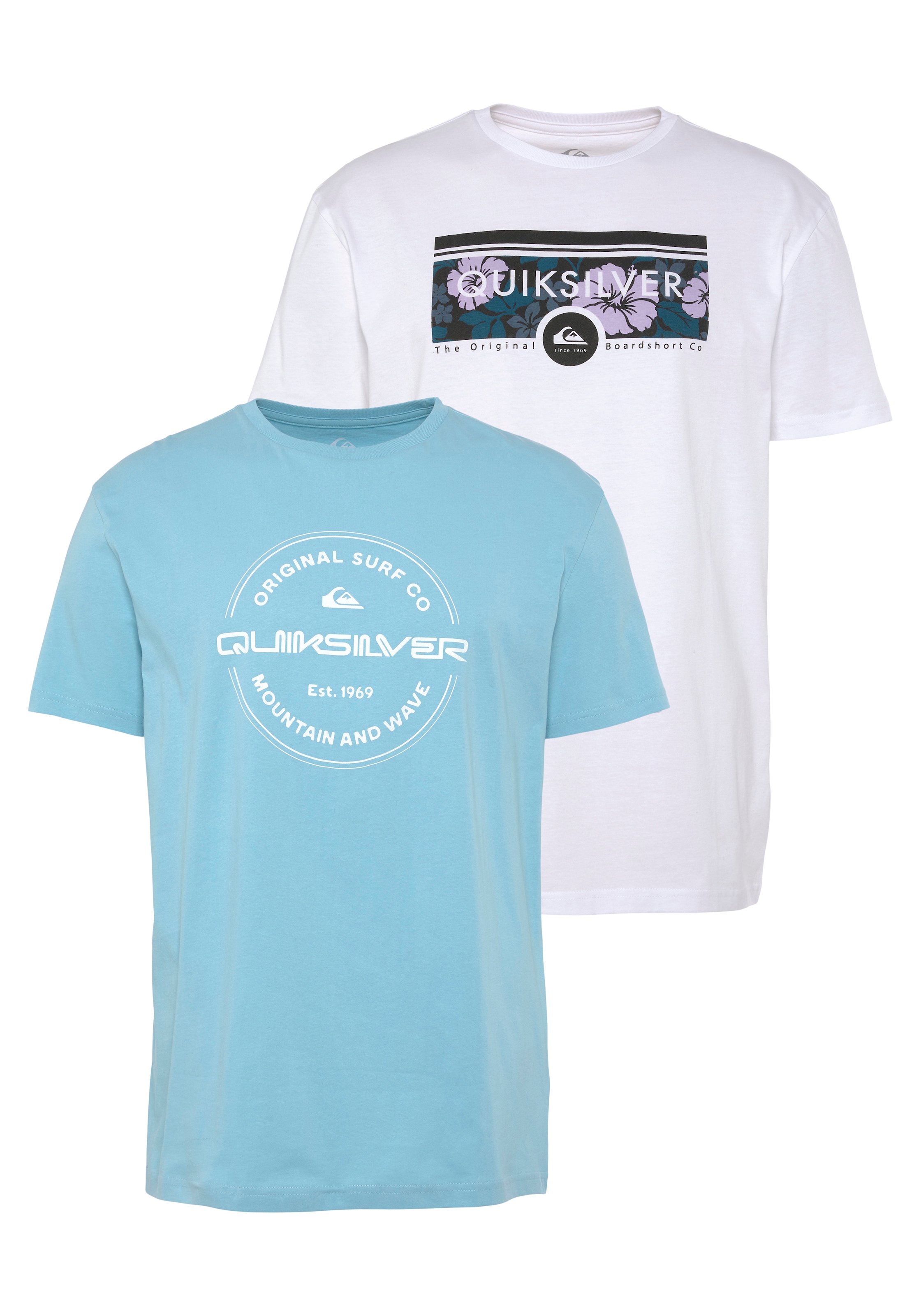 Quiksilver T-Shirt »Herren (Packung, OTTO shoppen bei tlg.) Doppelpack online Logodruck«, 2 mit