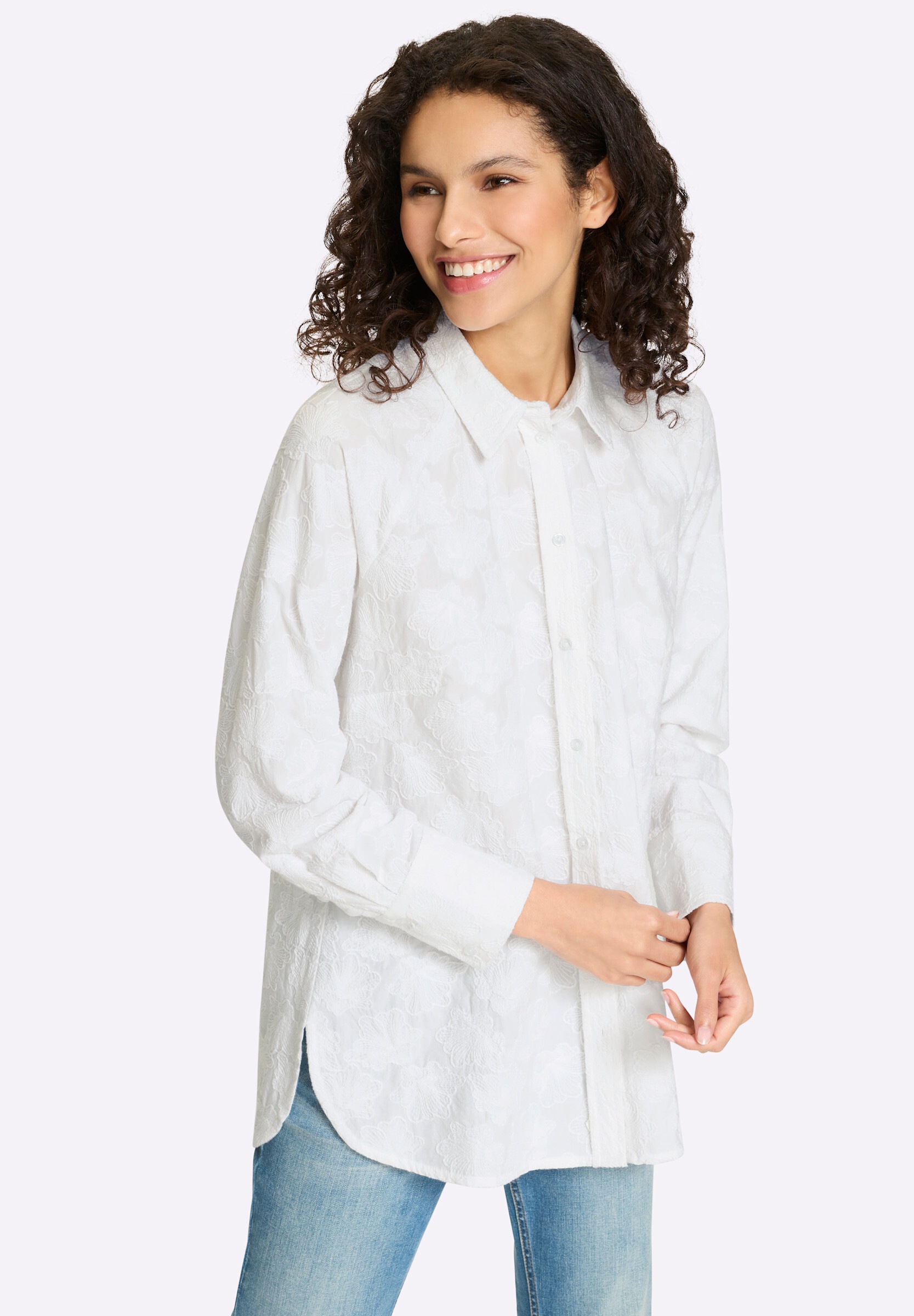 heine Hemdbluse »Bluse Baumwollbluse mit Strukturmuster«