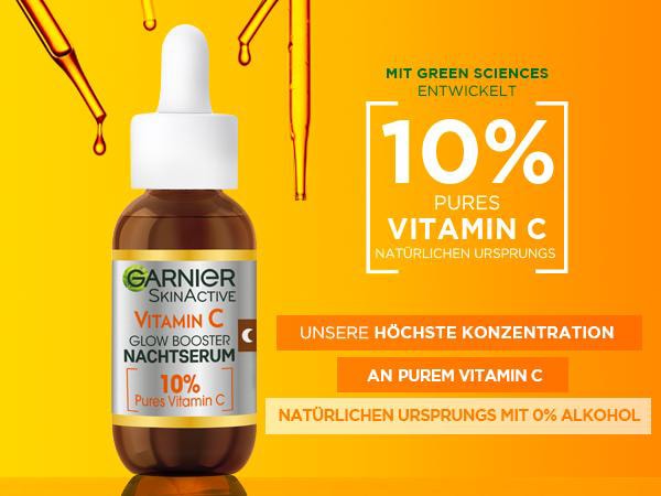 GARNIER Gesichtsserum »Garnier Vitamin C Glow Booster Nachtserum«, mit hoher Wirksamkeit