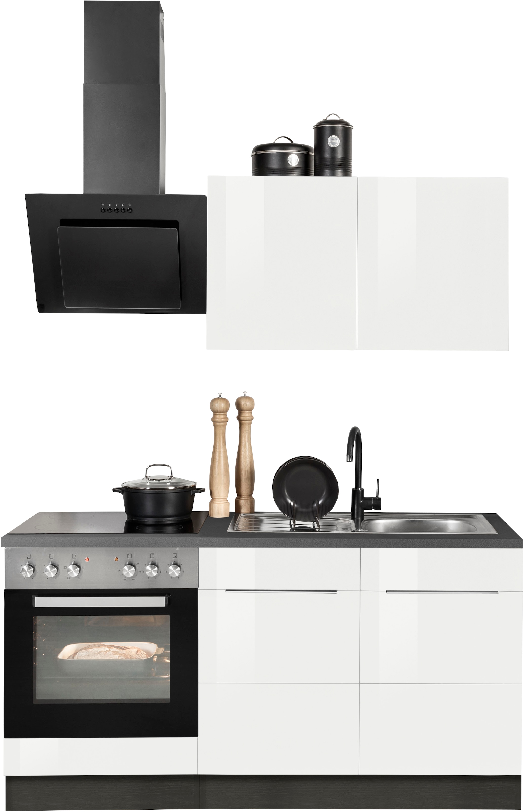 KOCHSTATION Küchenzeile »KS-Brindisi« Breite 210 cm, wahlweise mit E-Geräten, mit MDF-Fronten