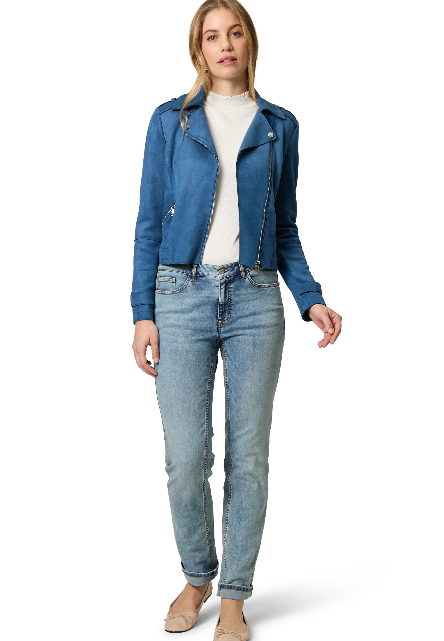 Zero Bikerjacke »Bikerjacke in Veloursleder-Optik«