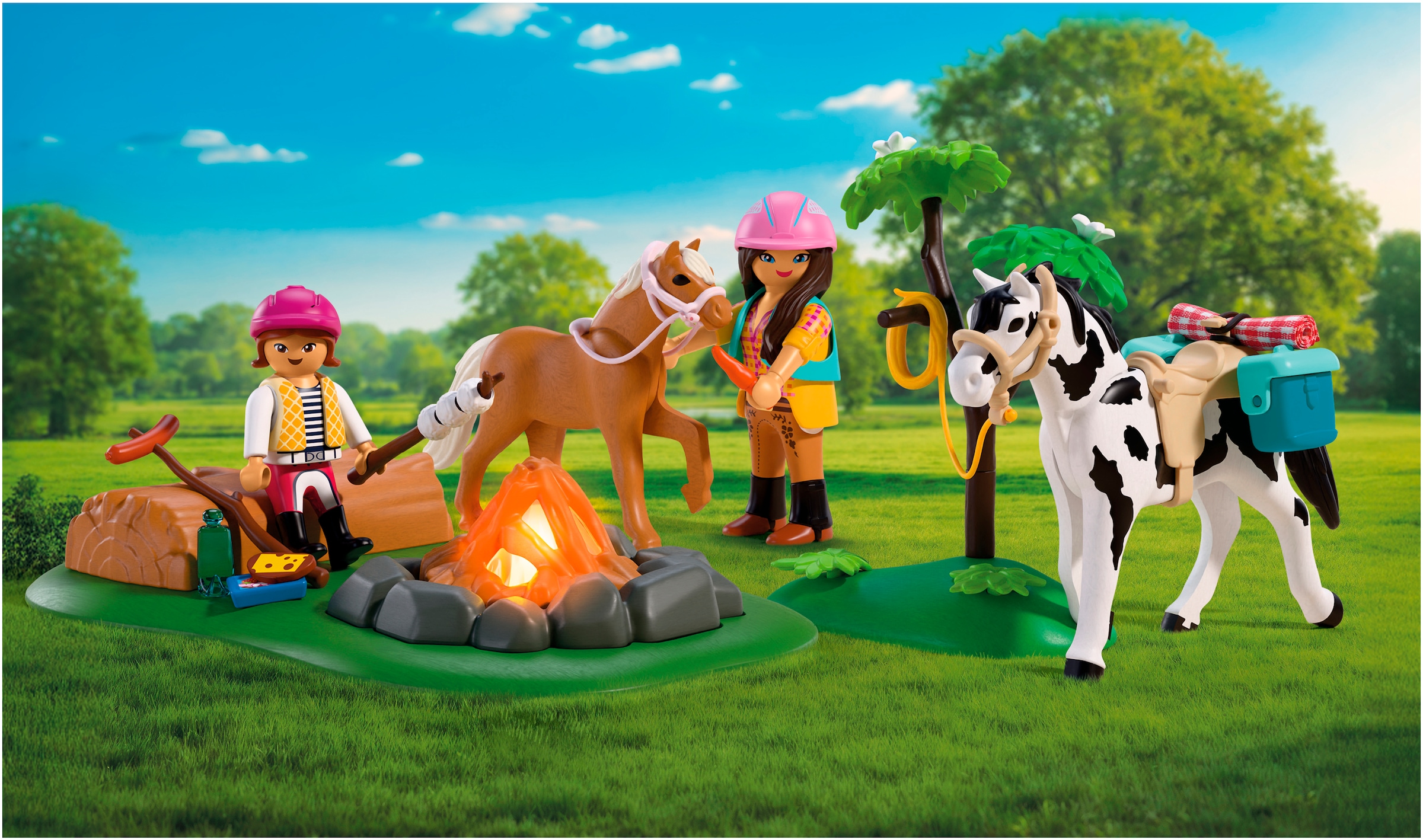 Playmobil® Konstruktions-Spielset »Reitausflug mit Lagerfeuer (72132), I Love Horses« Made in Europe