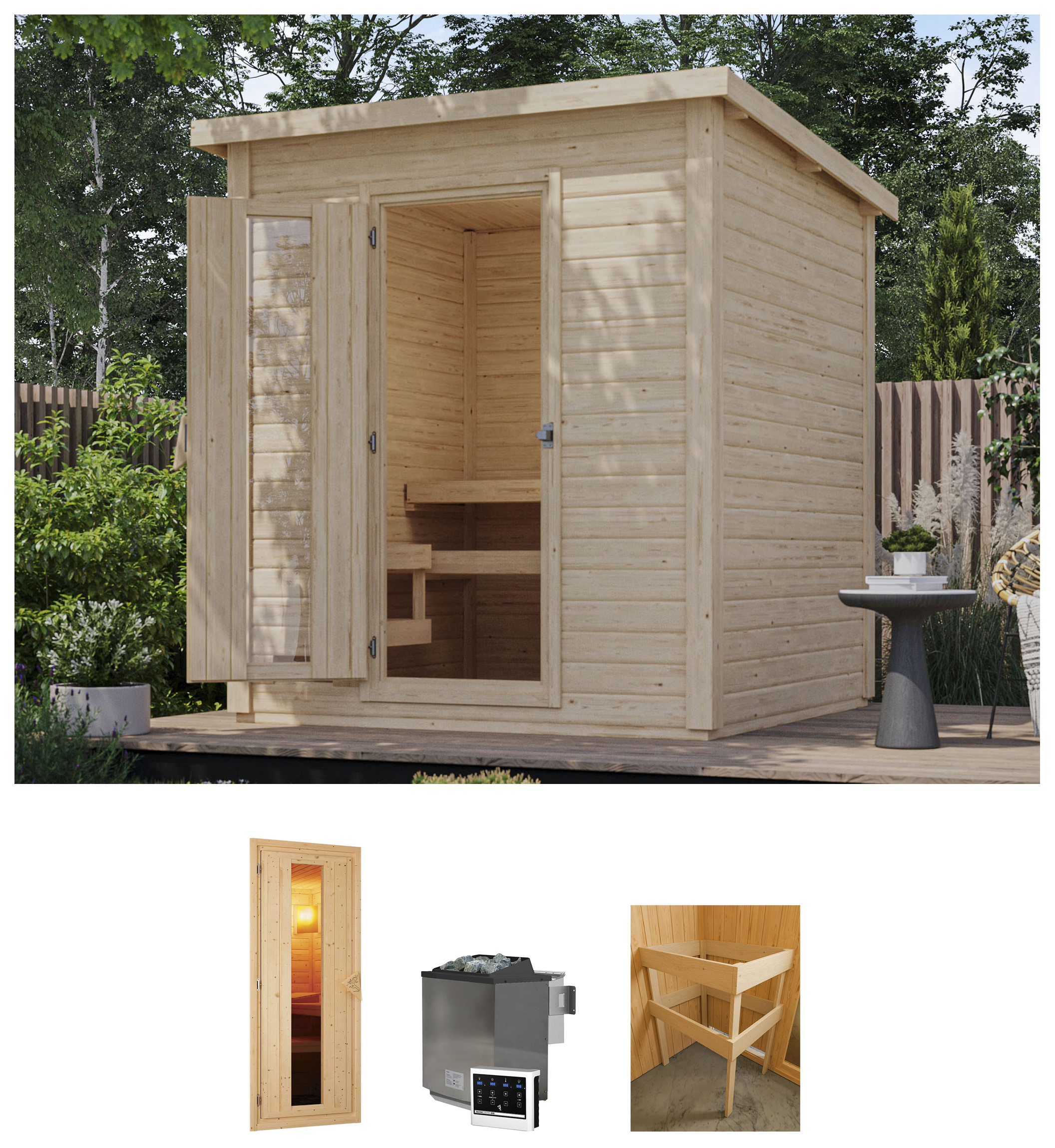 Saunahaus »Talo 2«, (Set), Bio Ofen 9 kW, externe Steuerung