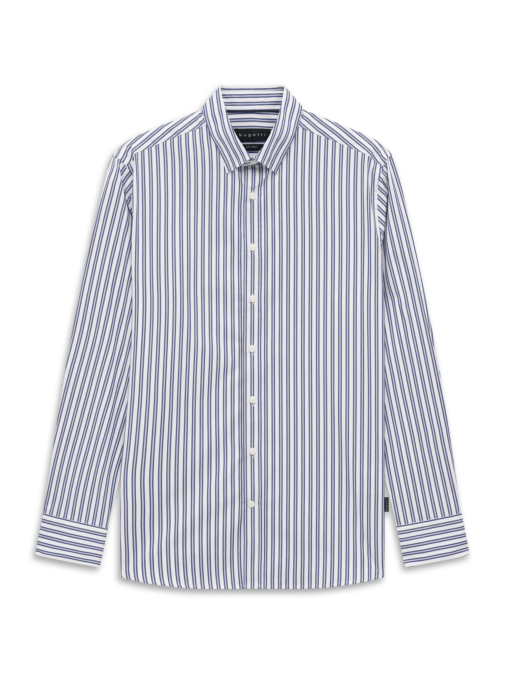 bugatti Langarmhemd »Modern Fit« Modern Fit Baumwolle Gestreift Under Button-Down