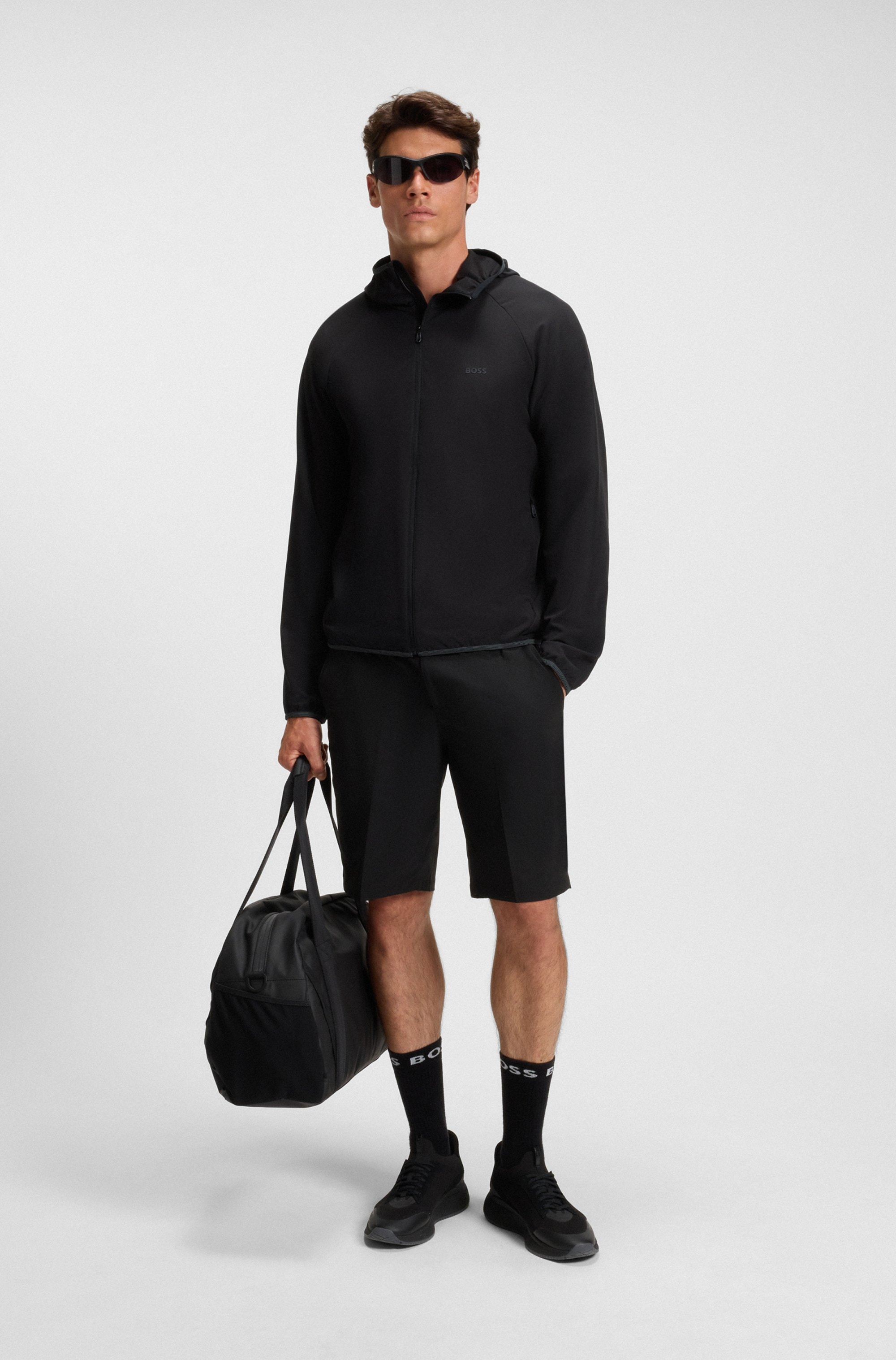BOSS GREEN Funktionsjacke »L Commuter«, mit Kapuze, wasserabweisend Funktionsjacke mit gummiertem Label 4 Wege Stretch
