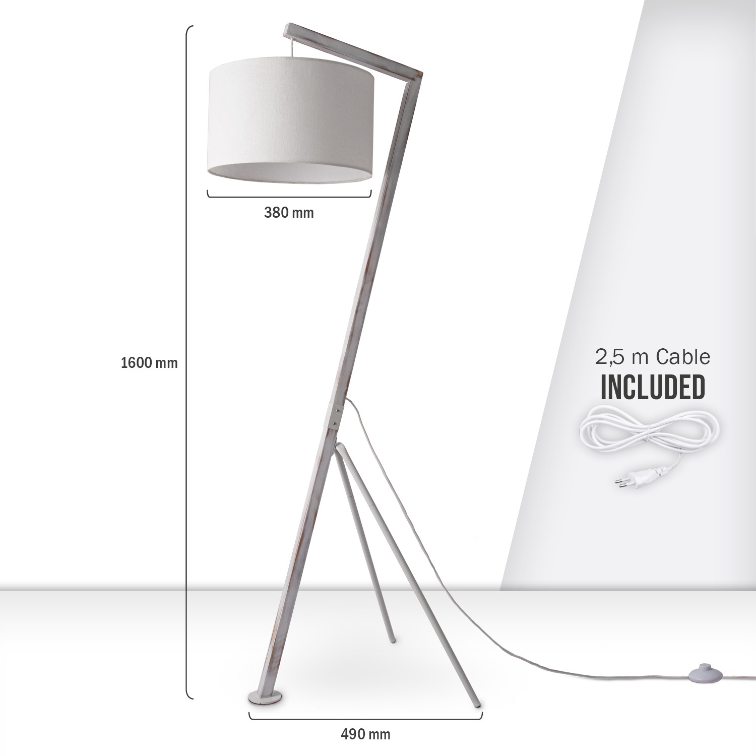 Paco Home Stehlampe »GALLOW«, 1 flammig, Leuchtmittel E27 | ohne Leuchtmittel, Modern Wohnzimmer Dreibein Holz Metall Vintage E27 Galgen