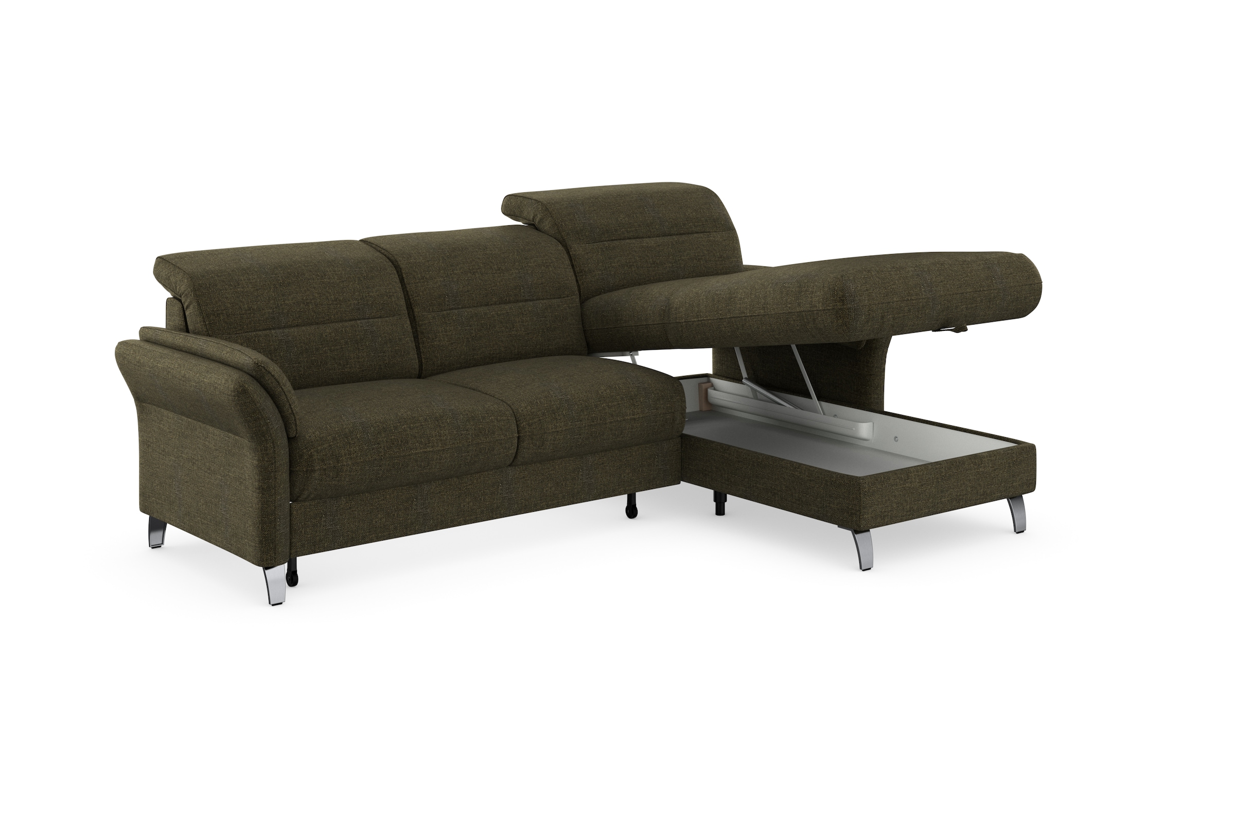 sit&more Ecksofa »Grenoble L-Form mit Federkern«, wahlweise mit Bettfunktion, Bettkasten, Arm- und Kopfteilverstellung