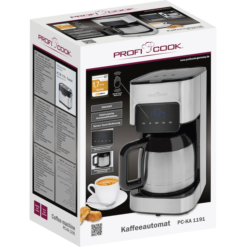 ProfiCook Filterkaffeemaschine »PC-KA 1191«, 1,2 l Kaffeekanne, Papierfilter, 1x4